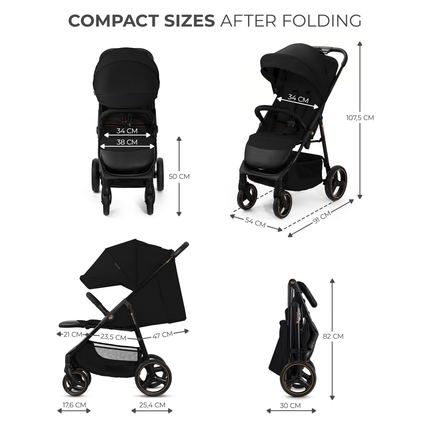 Carucior sport pliabil Kinderkraft TRIG 3 Onyx Black, 0-25 kg