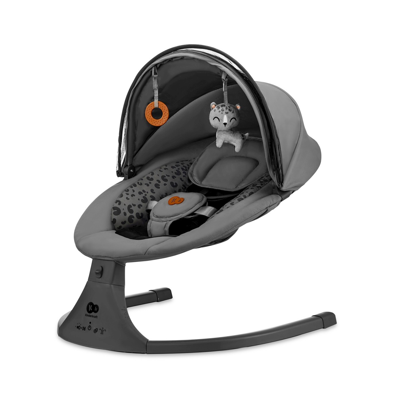 Leagan electric 2 in 1 Kinderkraft LUMI 2 Dark Grey pentru bebelusi