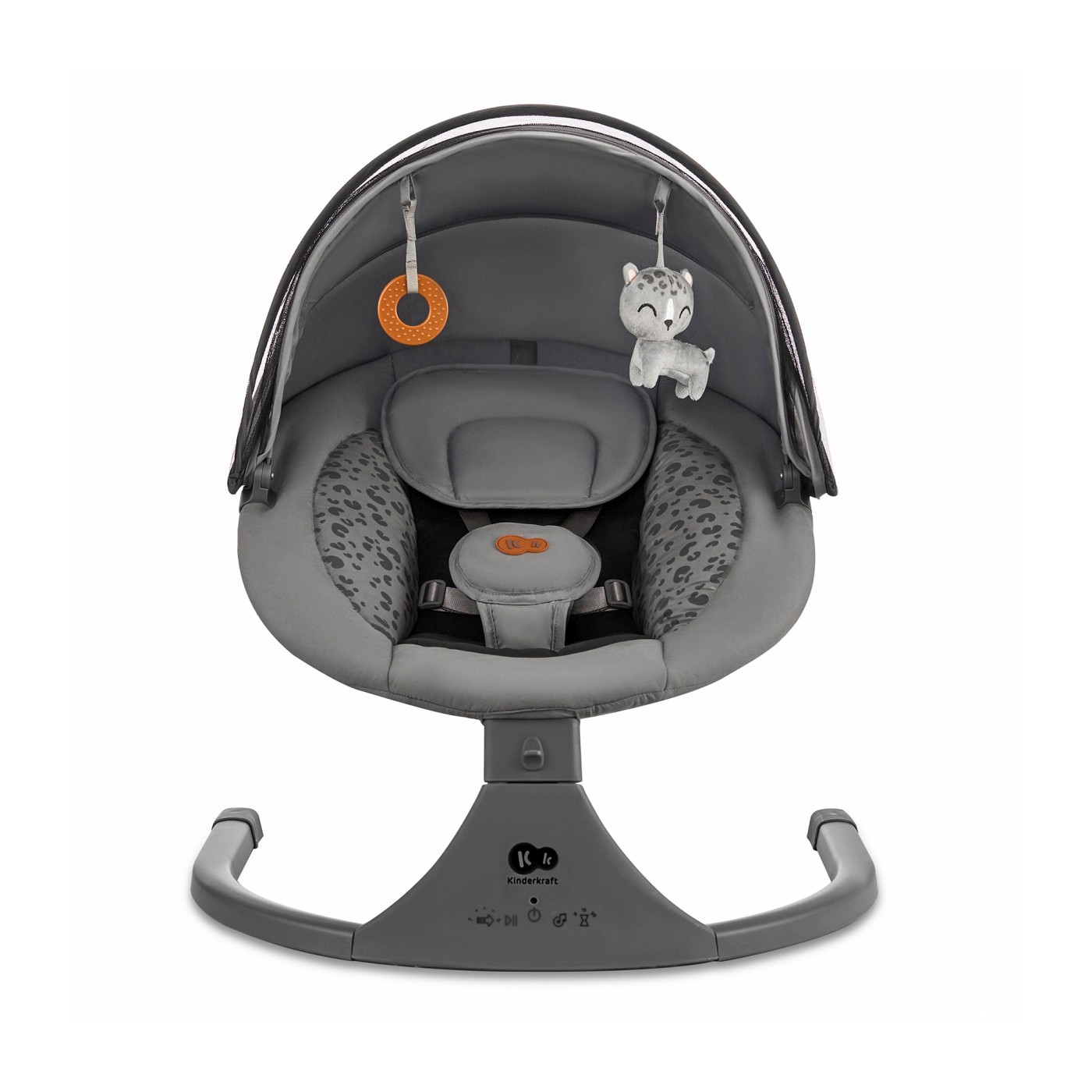 Leagan electric 2 in 1 Kinderkraft LUMI 2 Dark Grey pentru bebelusi