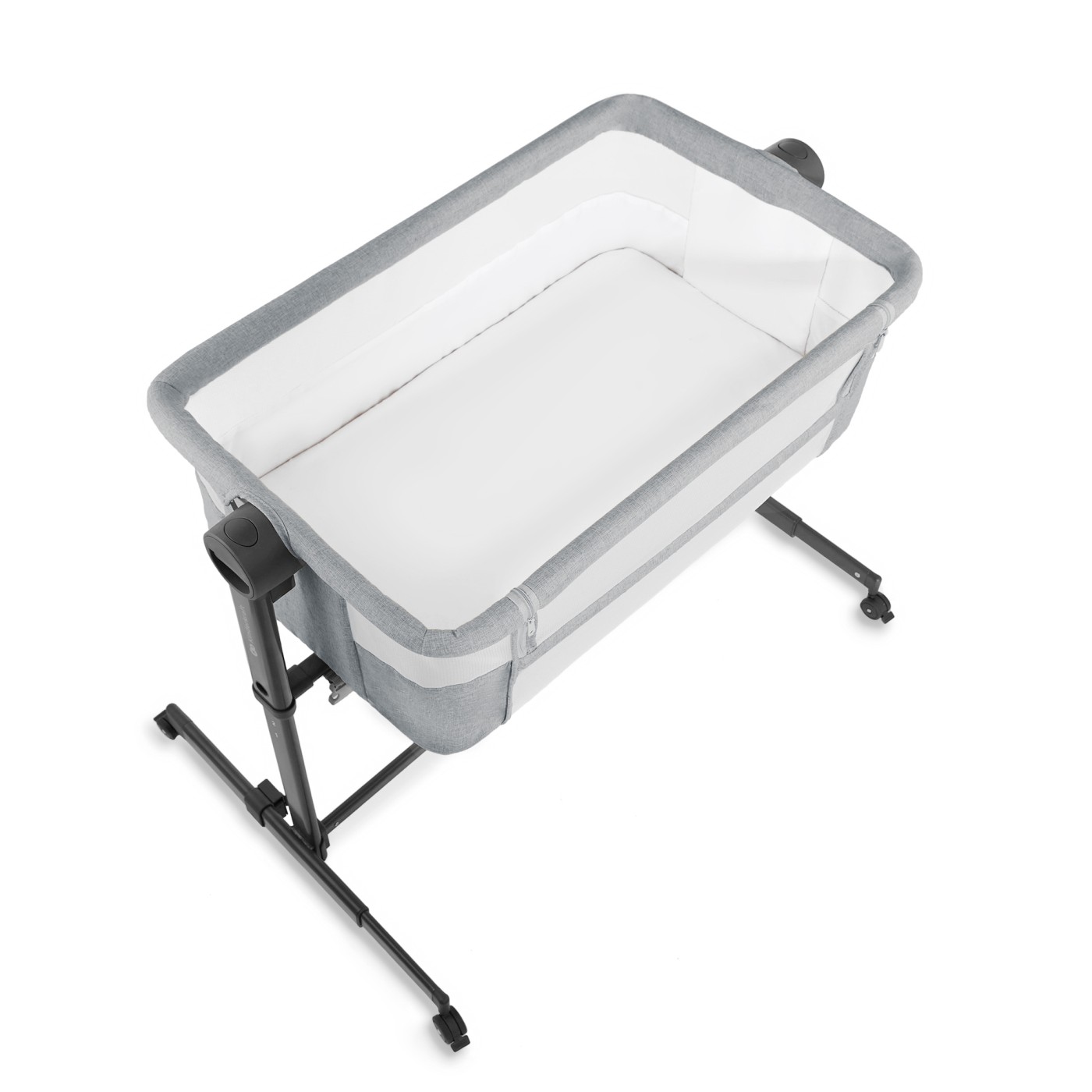 Pătuț co-sleeper Kinderkraft Nestee Up 2, 2 în 1, gri deschis