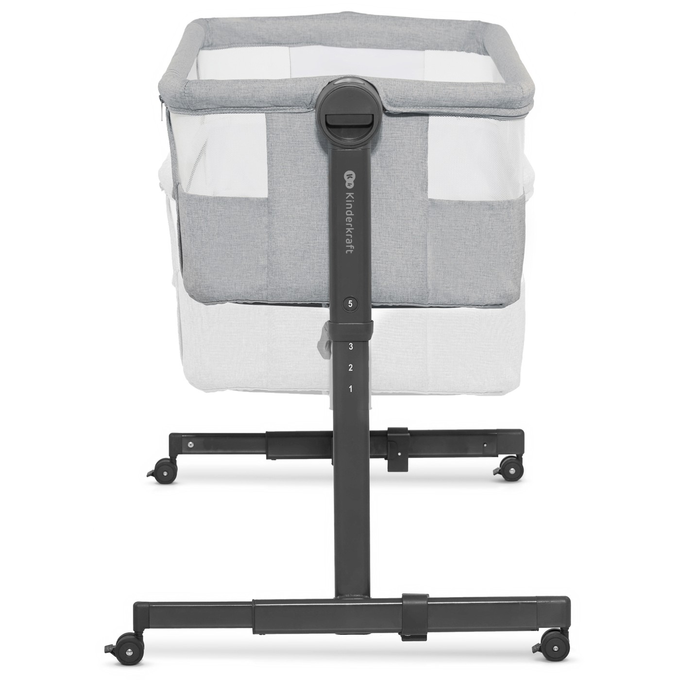 Pătuț co-sleeper Kinderkraft Nestee Up 2, 2 în 1, gri deschis