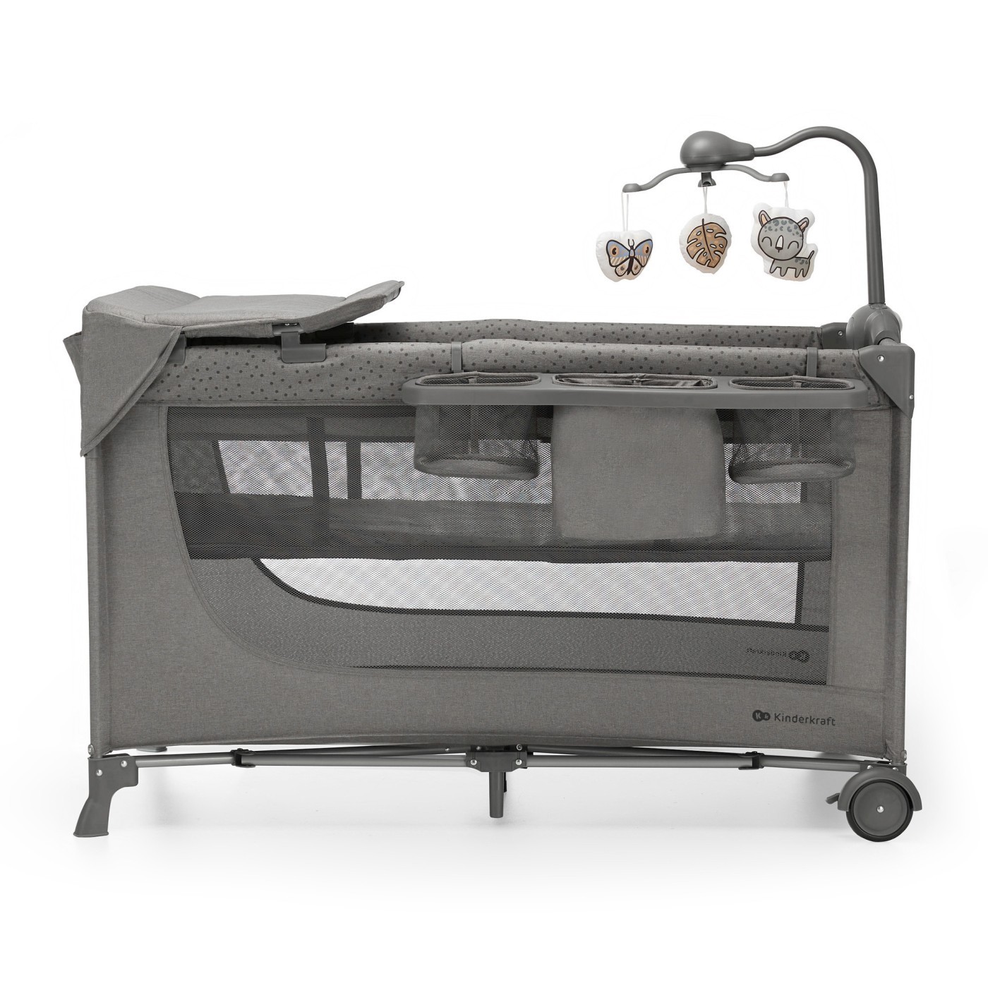 Pătuț pliabil de călătorie Kinderkraft Joy2 cu accesorii, Dark Grey