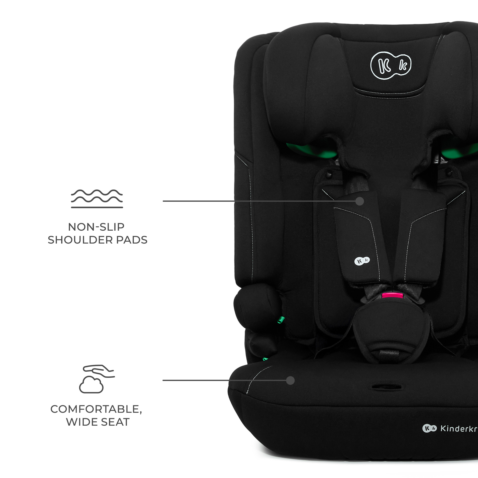 SCAUN AUTO KINDERKRAFT COMFY 75-150 CM, BLACK