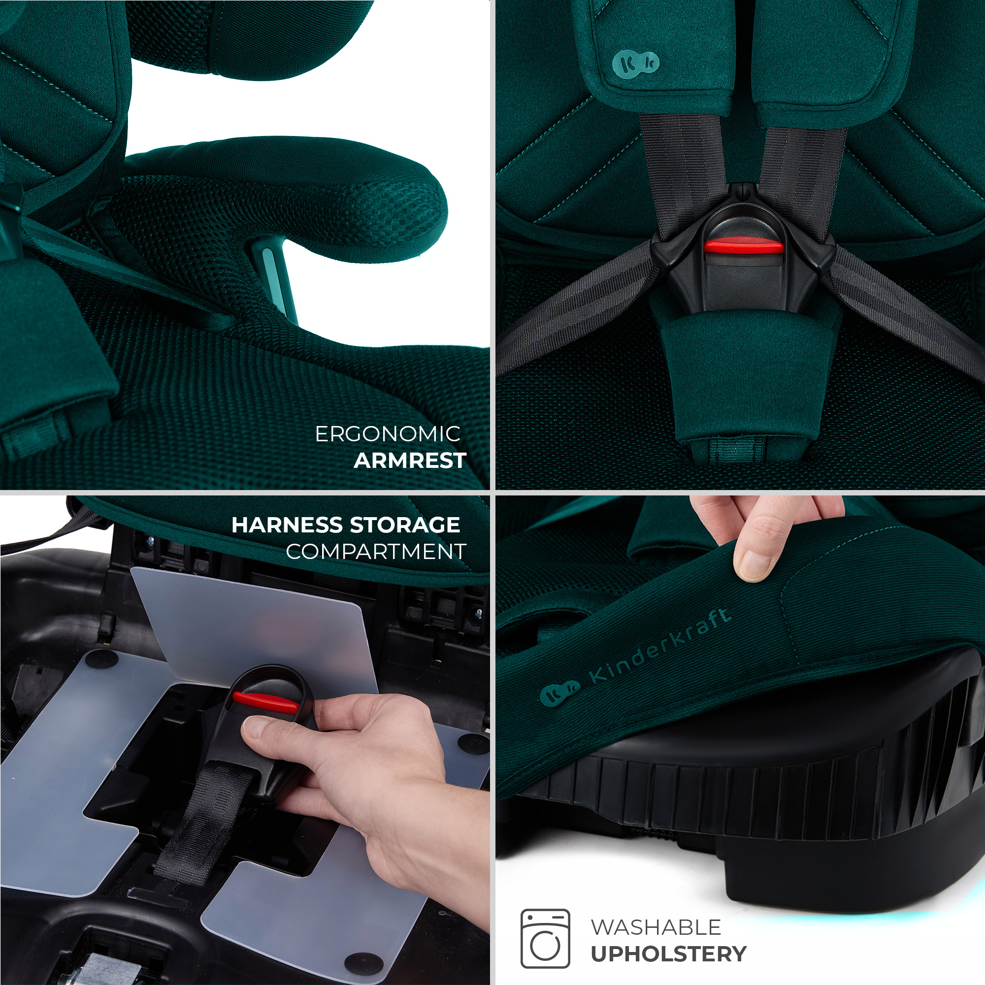 SCAUN AUTO KINDERKRAFT FIX2GO 76-150 CM, GREEN