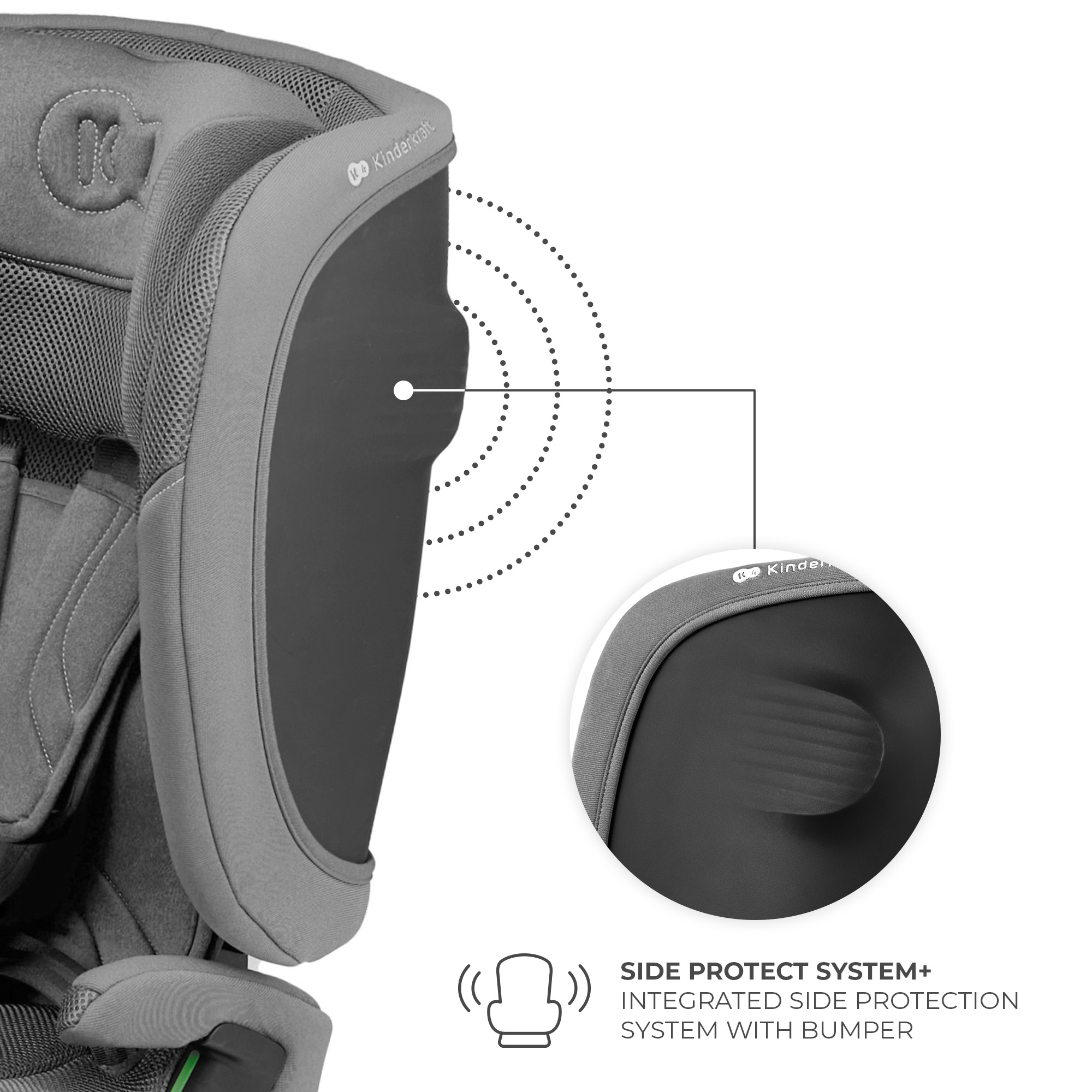 SCAUN AUTO KINDERKRAFT FIX2GO 76-150 CM, GREY