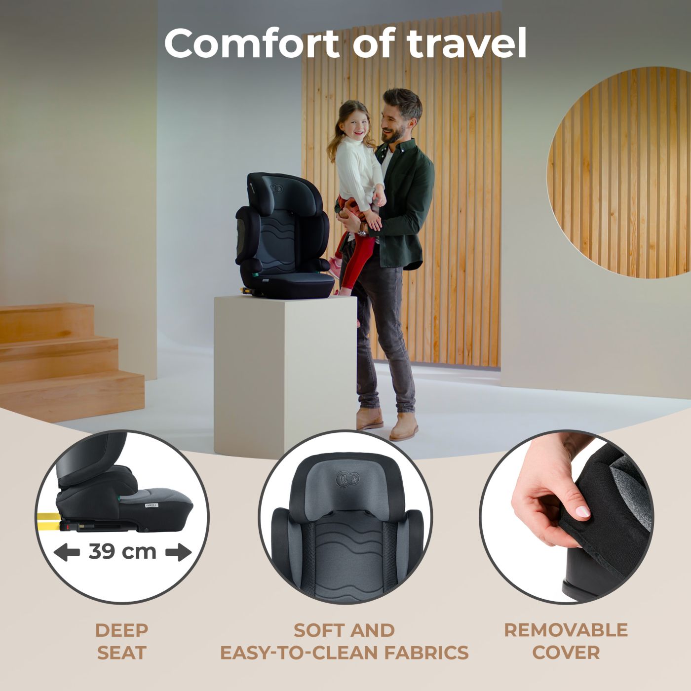 SCAUN AUTO KINDERKRAFT XPAND 2 I-SIZE 100-150 CM, GRAPHITE BLACK