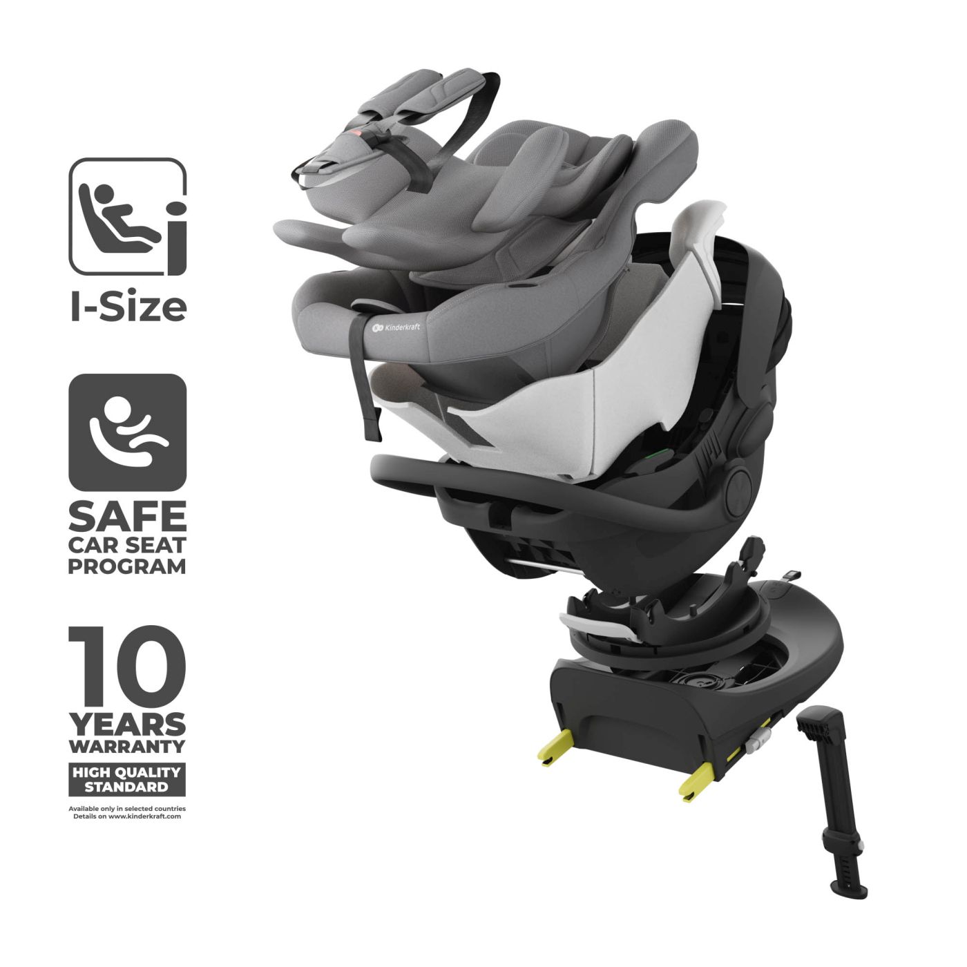 SCOICA AUTO KINDERKRAFT I-LITE CU BAZA ISOFIX ENDURA SAFE FX, GRAY