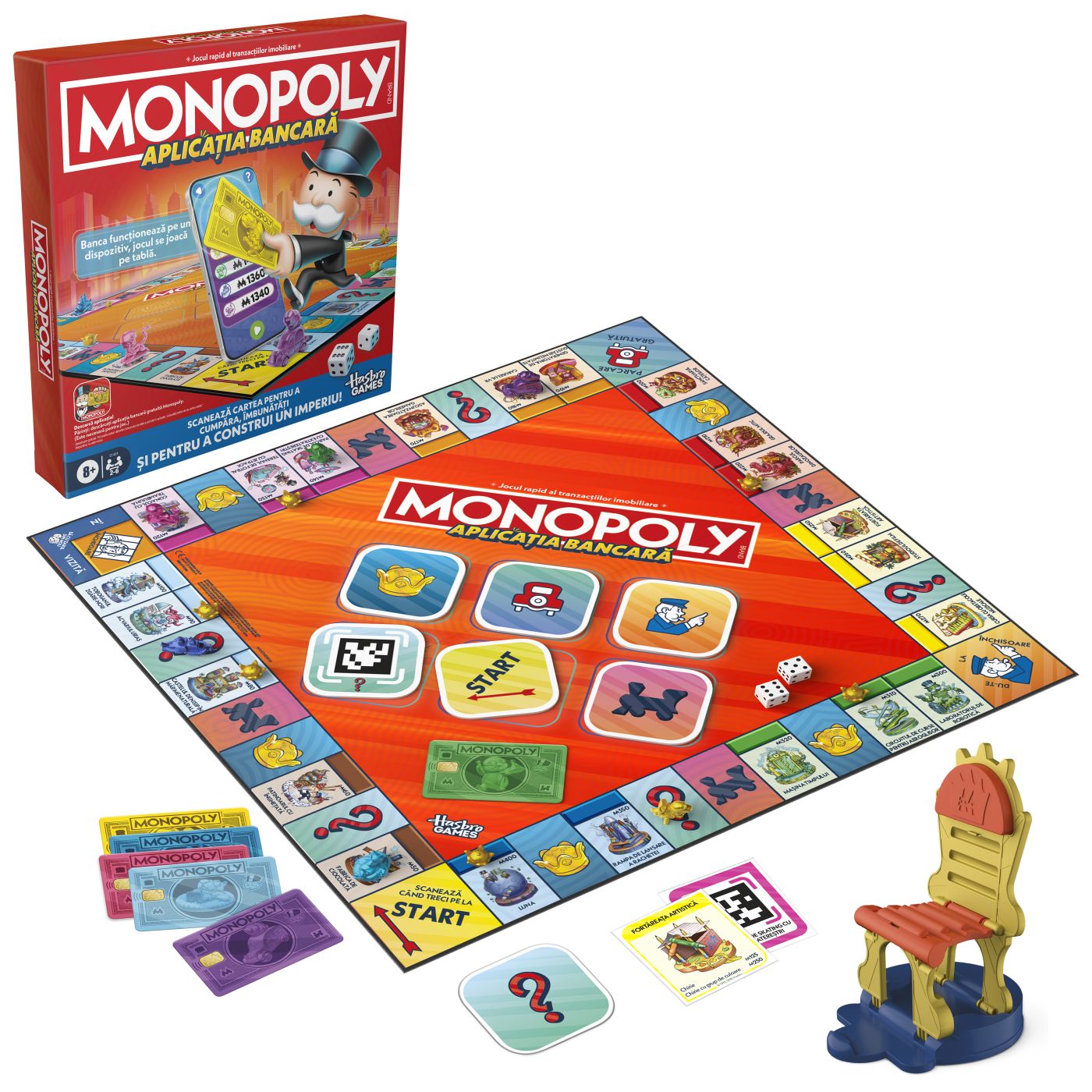 Joc Monopoly Aplicația Bancară în Limba Română, 8+ ani, Hasbro