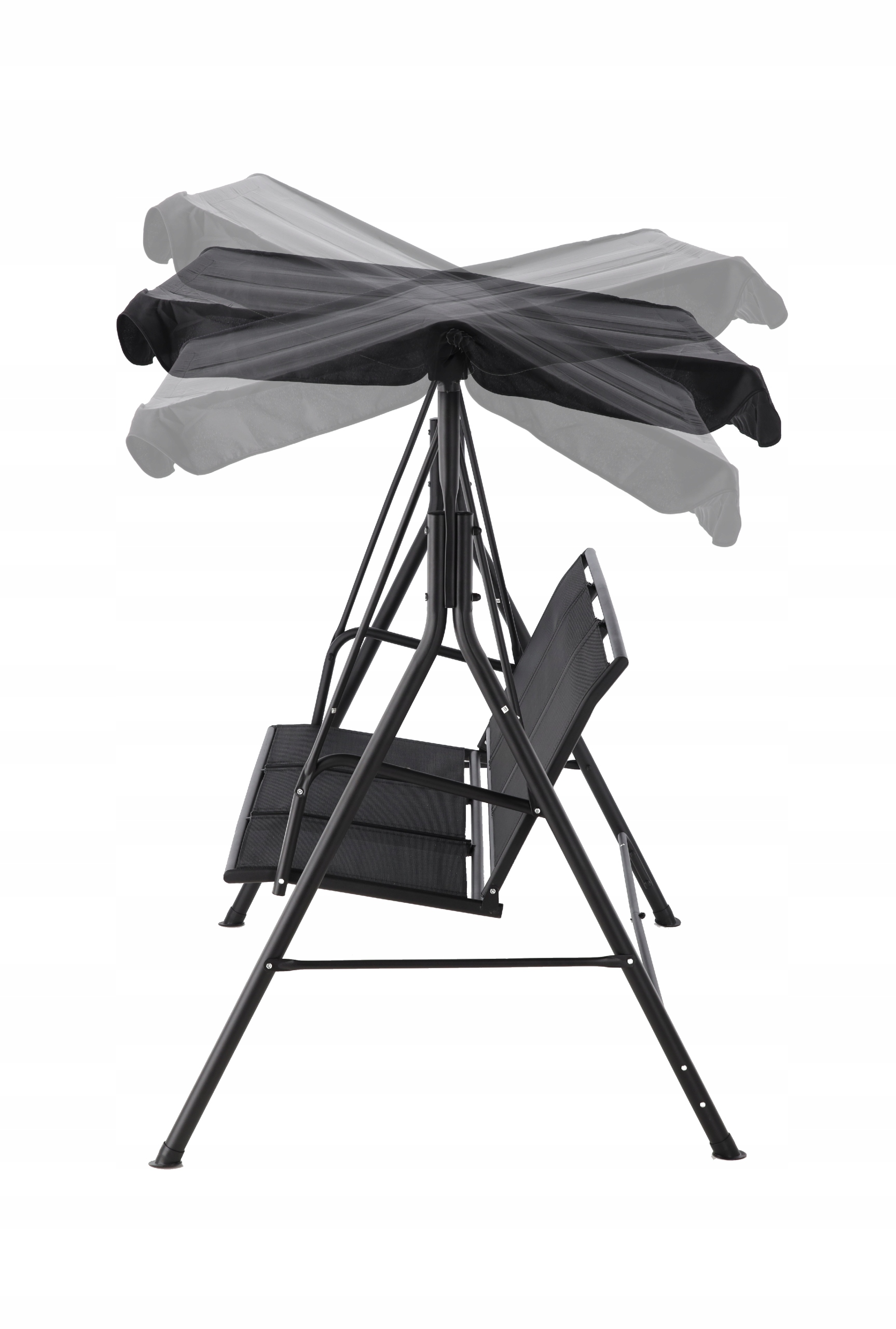 Leagan balansoar gradina Sersimo Textilene, 3 locuri, 260kg, negru Household NewTrend