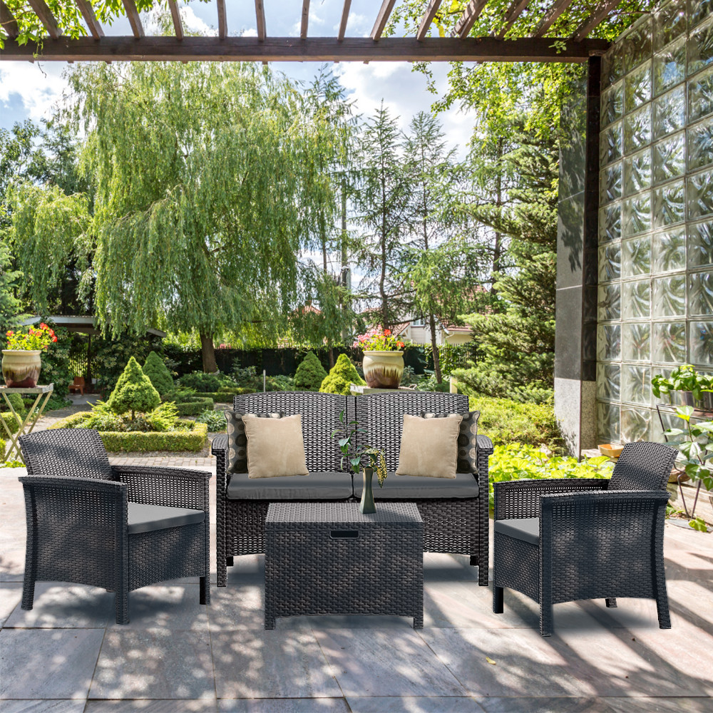 Leziter Set de mobilier de grădină Venus II cu 4 locuri, grafit