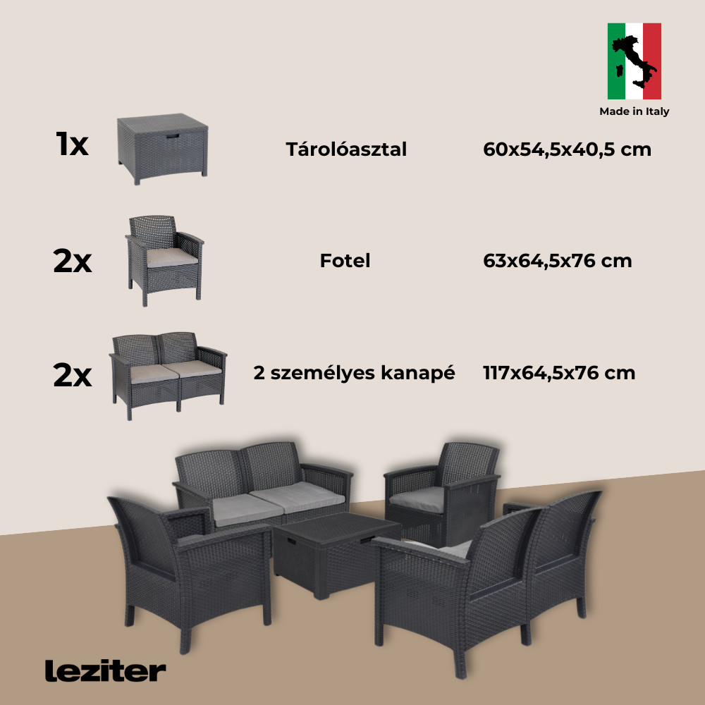 Leziter Set de mobilier de grădină Venus II cu 6 locuri, grafit