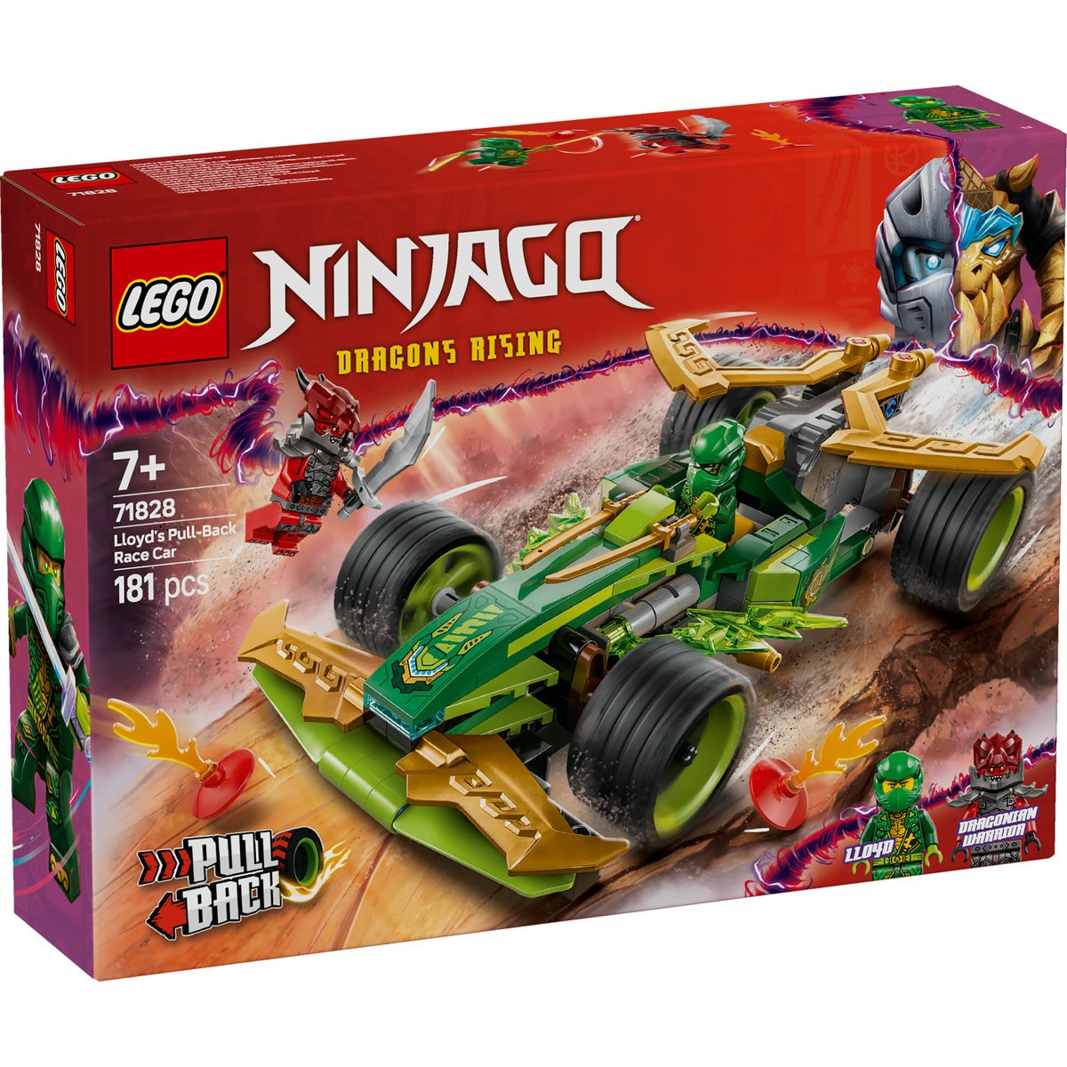 LEGO NINJAGO MASINA DE CURSE PULL-BACK A LUI LLOYD 71828