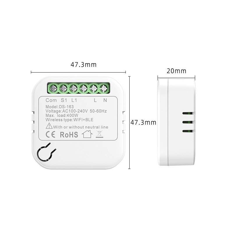 Releu LUXION Mini-Smart, Wi-Fi, 1 Intrare, 1 Iesire, Control Aplicatie SmartElectro IntelligentHouse