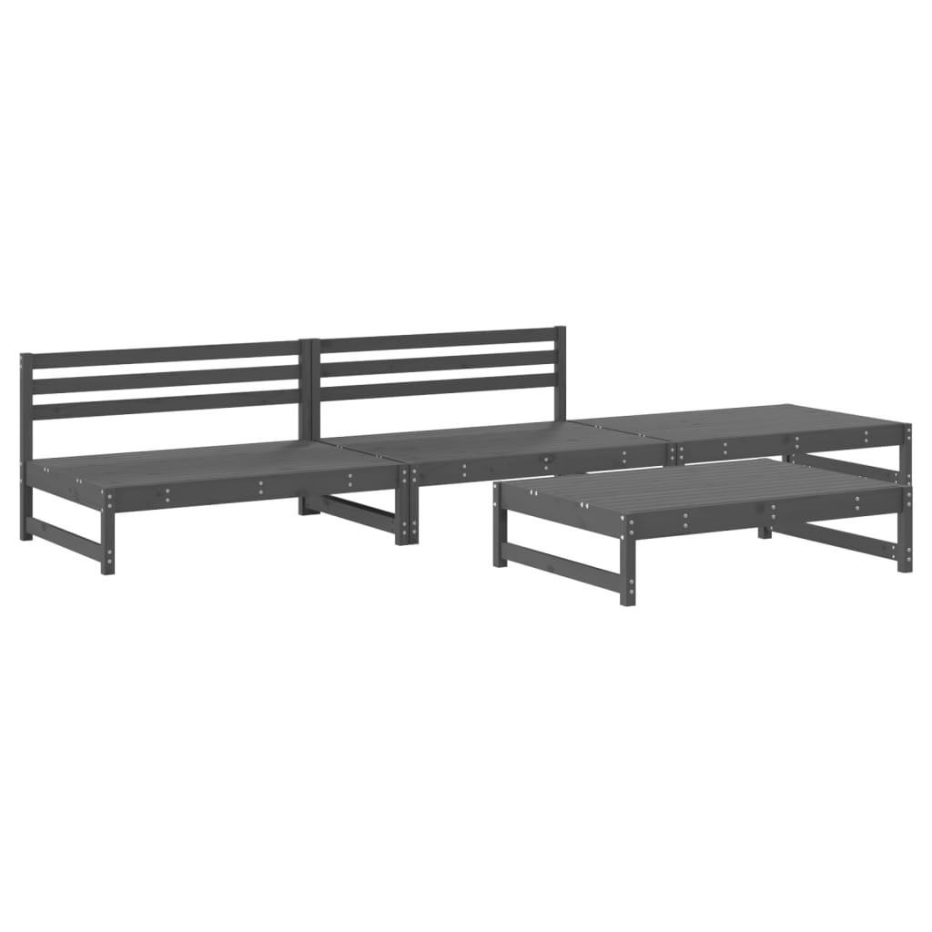 Set mobilier relaxare de grădină, 4 piese, gri, lemn masiv pin GartenMobel Dekor