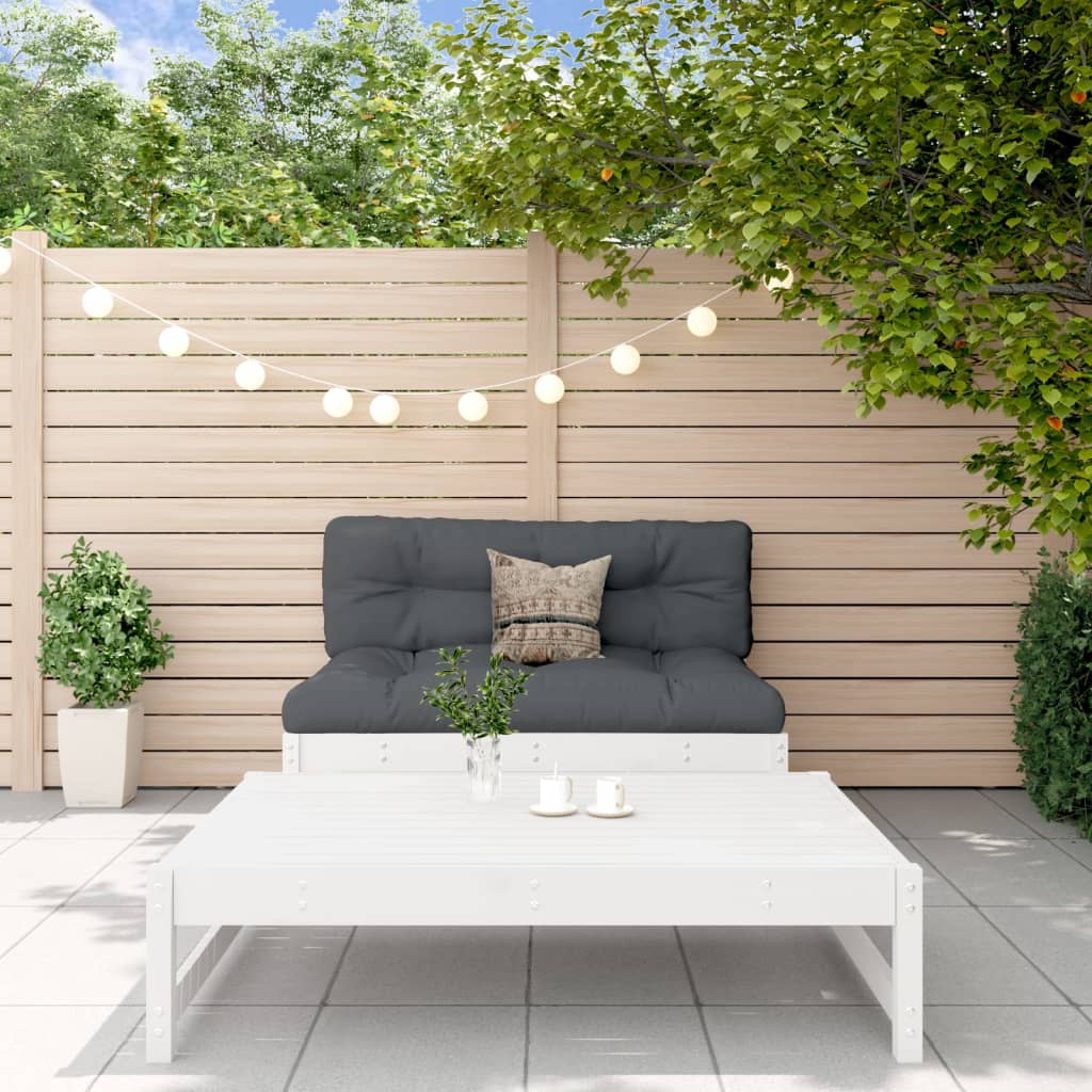 Set mobilier relaxare grădină, 2 piese, alb, lemn masiv de pin GartenMobel Dekor