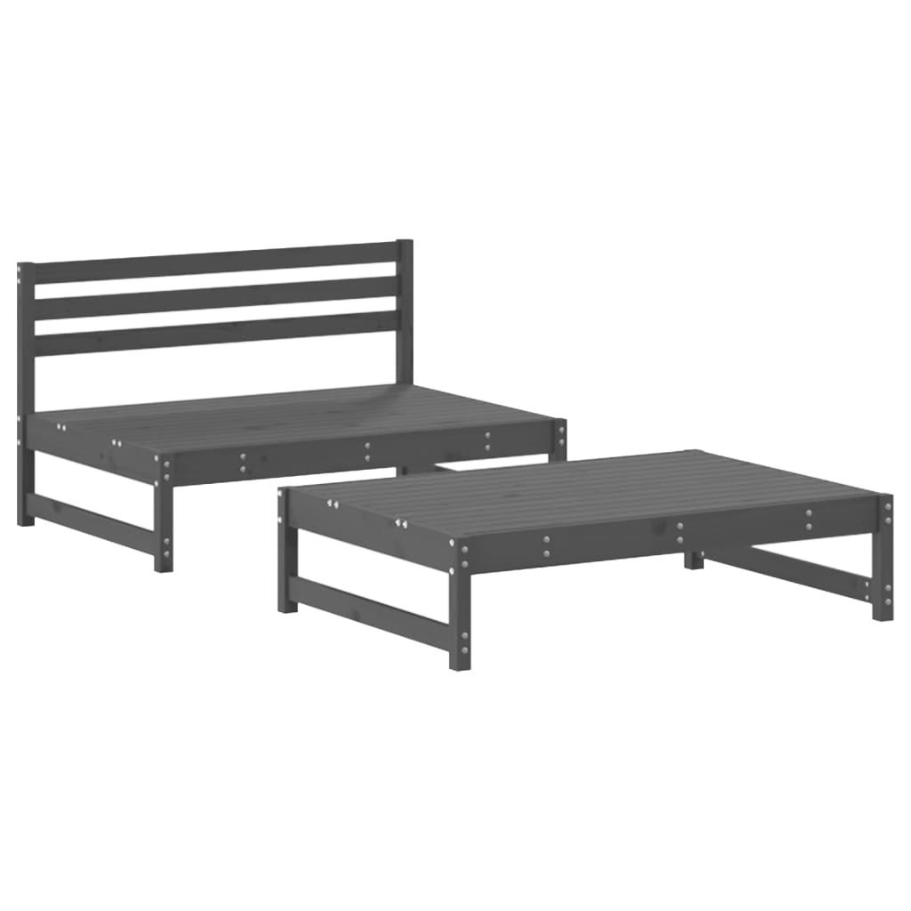 Set mobilier relaxare grădină, 2 piese, gri, lemn masiv de pin GartenMobel Dekor