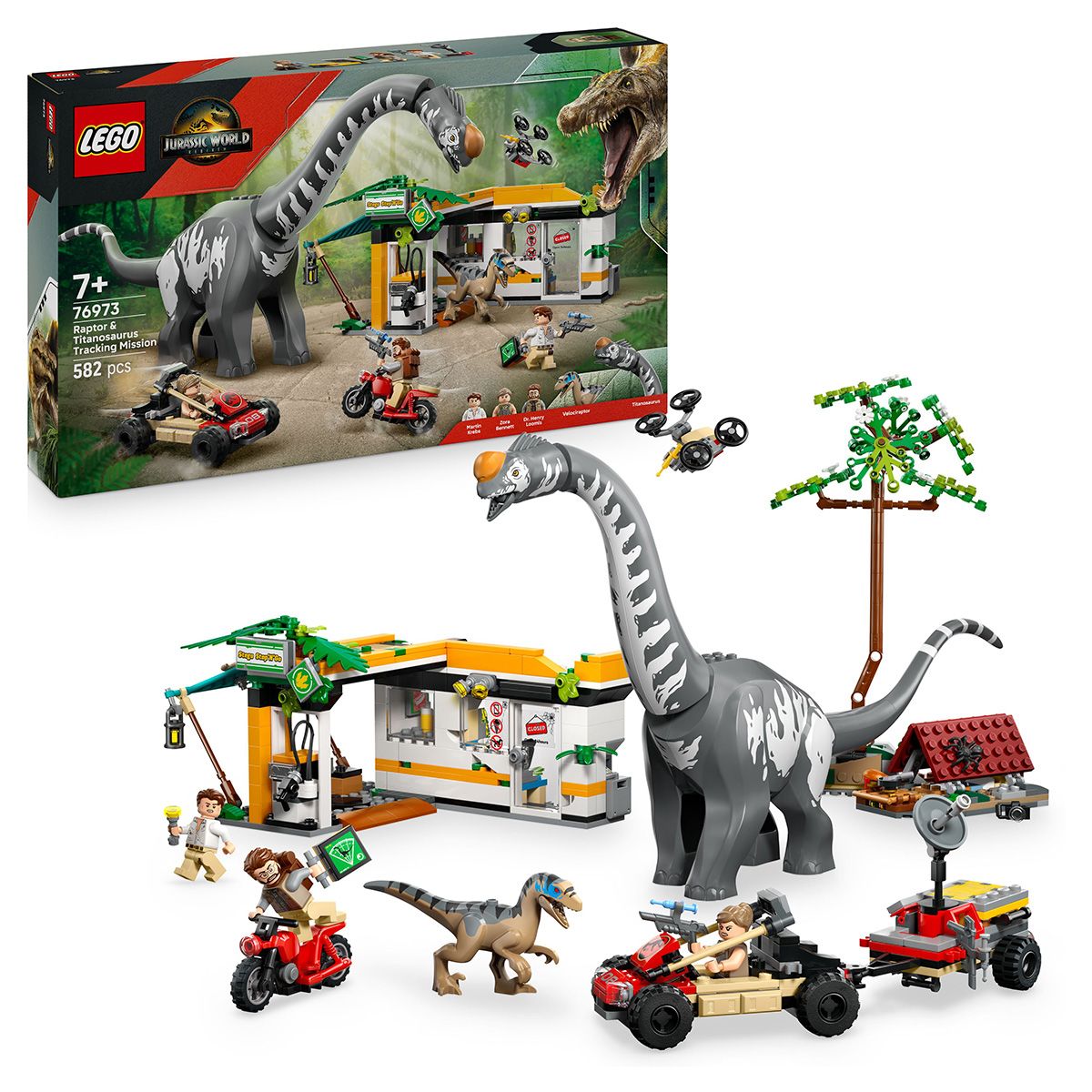 LEGO Jurassic World 76973 Misiune de urmarire Velociraptor si Titanosaurus