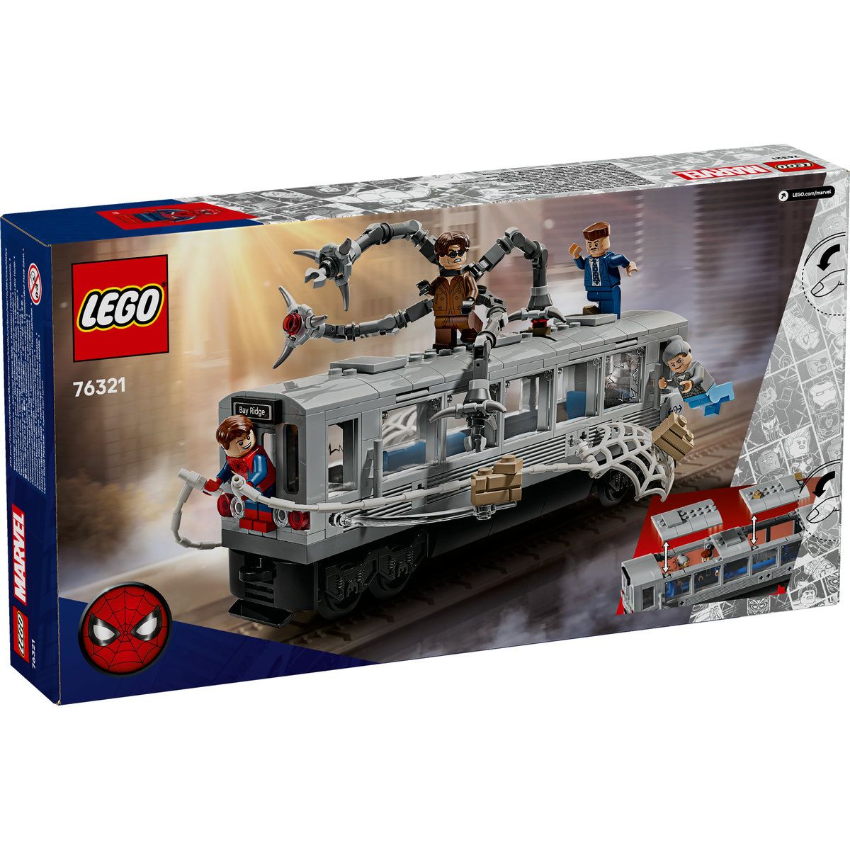 LEGO MARVEL LUPTA PE ACOPERISUL TRENULUI OMUL PAIANJEN SI DOC OCK 76321