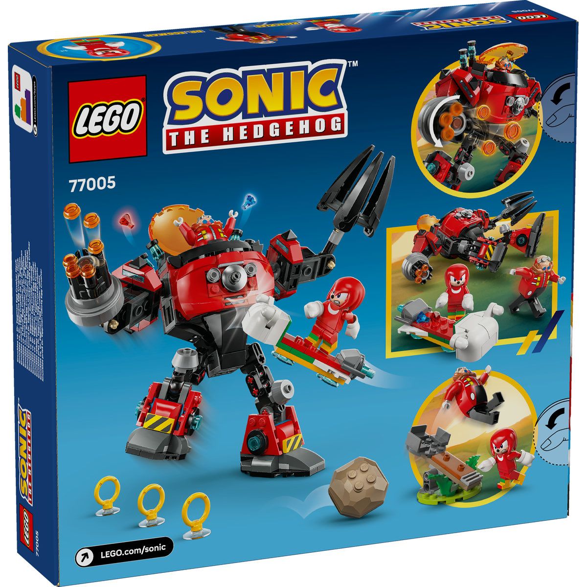 LEGO Sonic Knuckles vs. Dr. Eggman si robotul Egg Crusher 77005, 350 piese