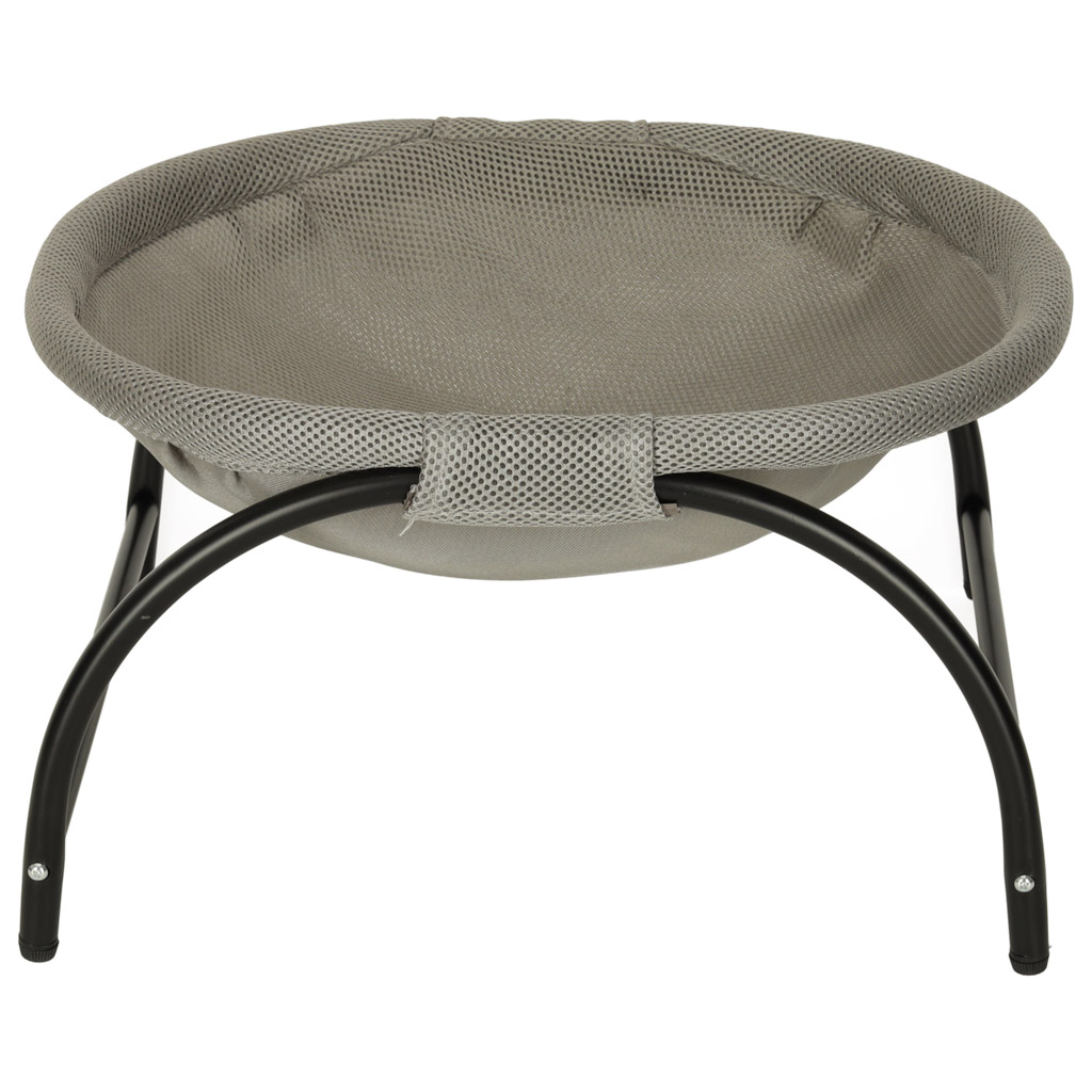 Pat de tip hamac pentru caini si pisici, cadru metalic negru si panza gri, dimensiune 45 x 42 x 23 cm FAVLine Selection