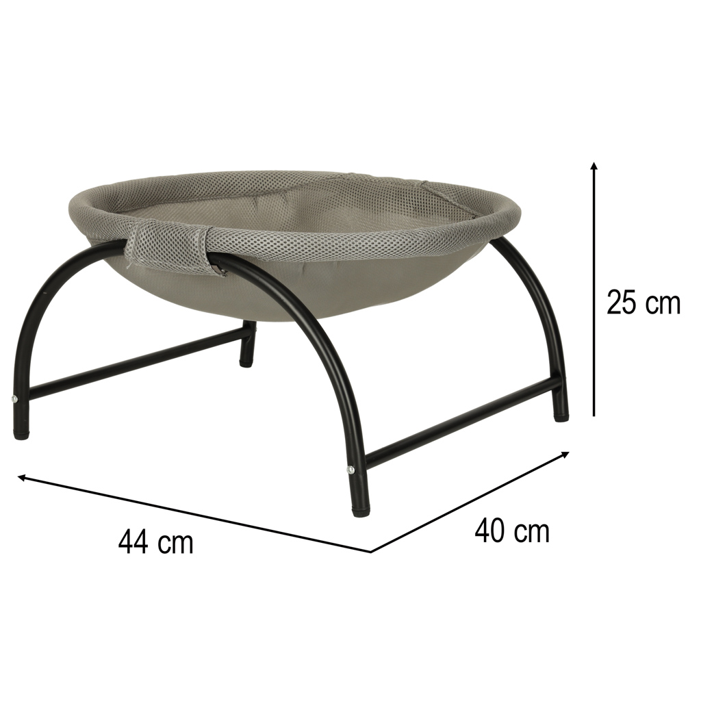 Pat de tip hamac pentru caini si pisici, cadru metalic negru si panza gri, dimensiune 45 x 42 x 23 cm FAVLine Selection