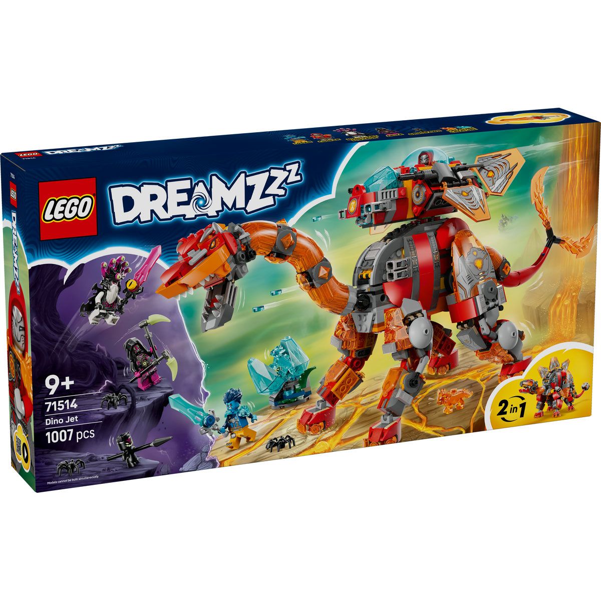 LEGO DREAMZzz Dino Jet 71514, set de constructie 2 in 1 cu dinozaur