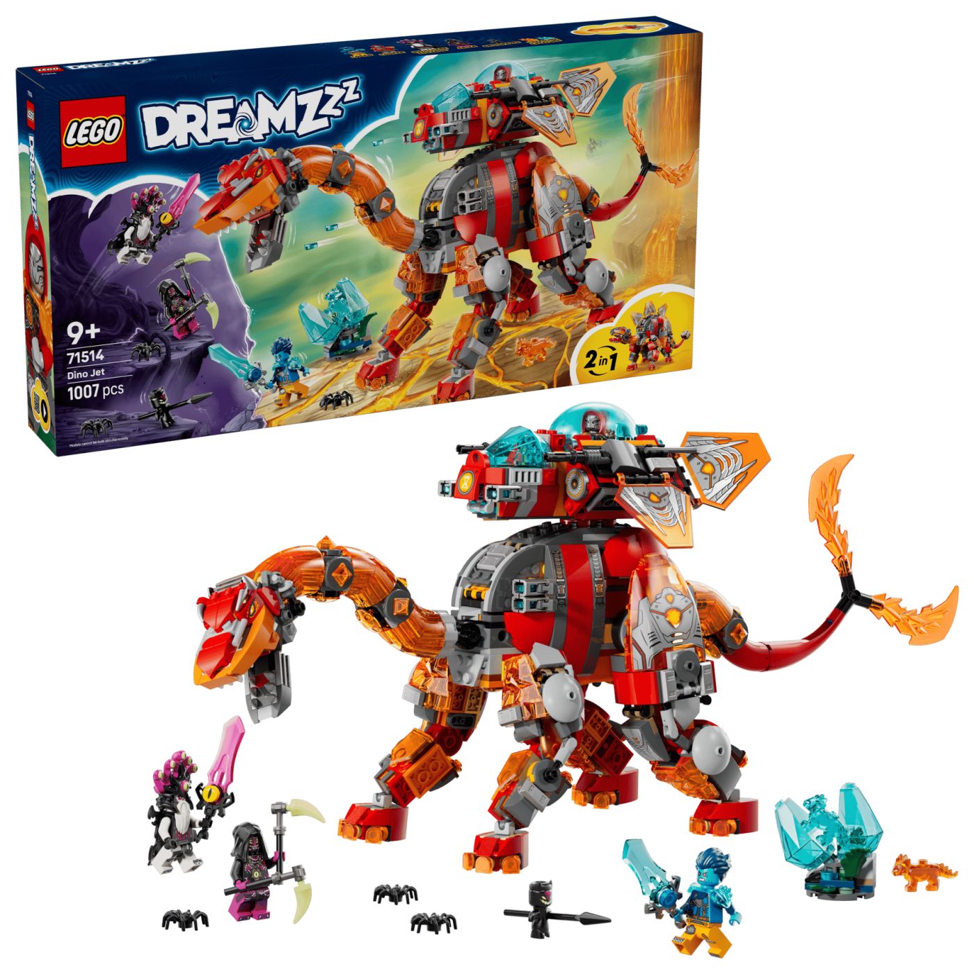 LEGO DREAMZzz Dino Jet 71514, set de constructie 2 in 1 cu dinozaur