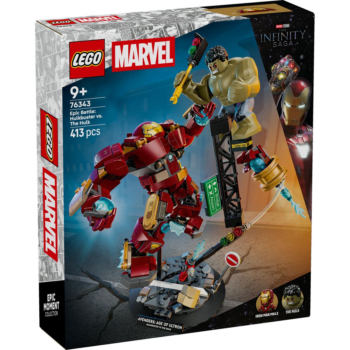 LEGO Marvel Hulkbuster vs Hulk 76343, set de constructie cu 413 piese