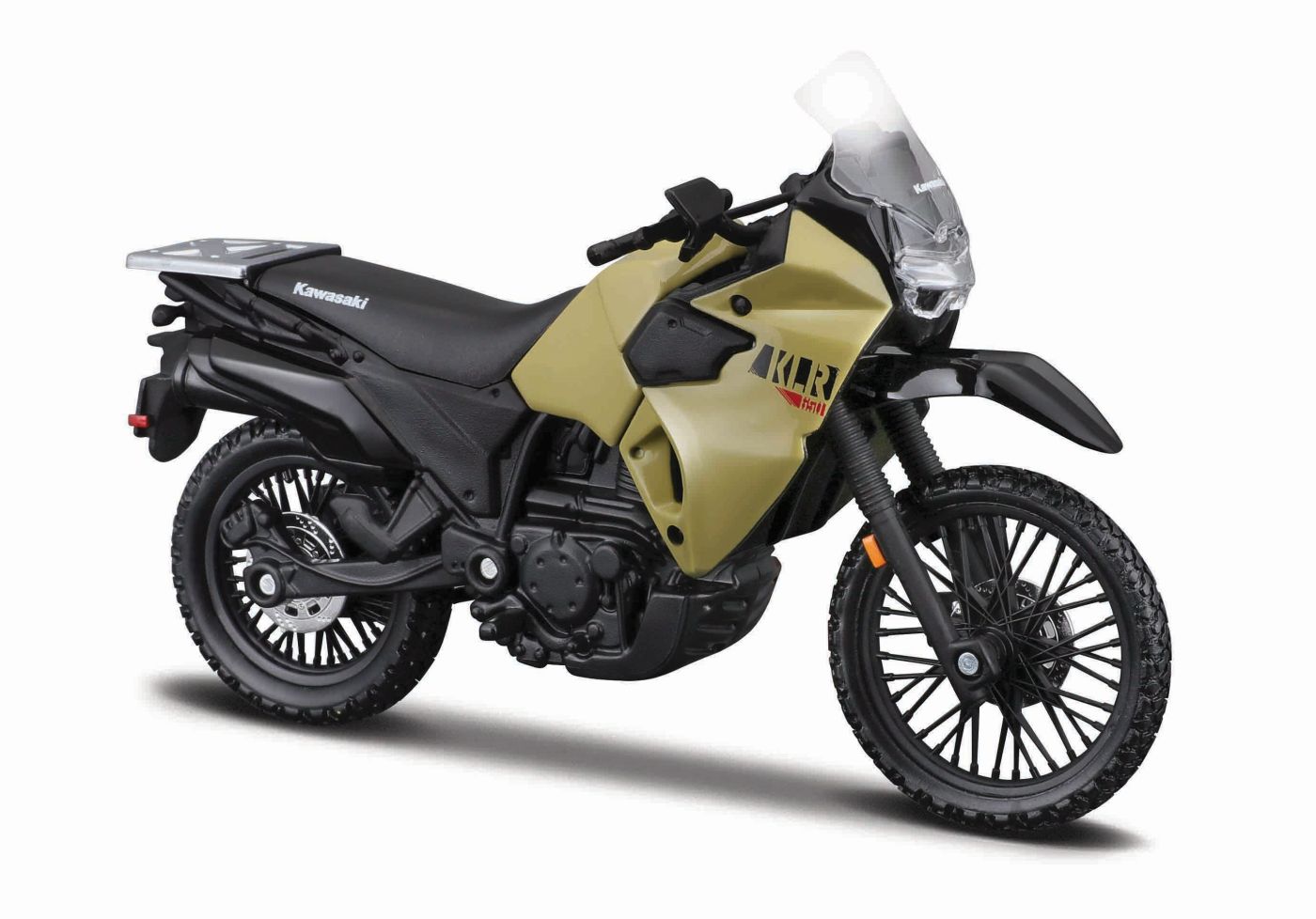Motocicletă metalică Maisto Kawasaki KLR650 verde, scara 1:18