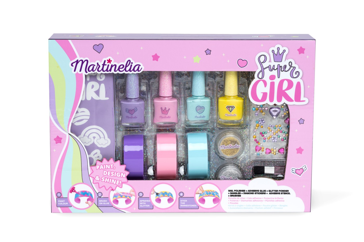 Set creativ copii Martinelia Super Girl cu lacuri de unghii si bratari