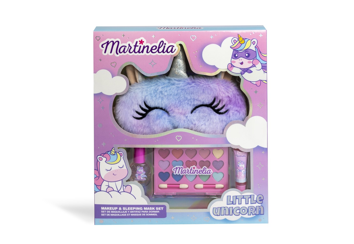 Set de machiaj pentru copii Martinelia Little Unicorn cu masca de dormit