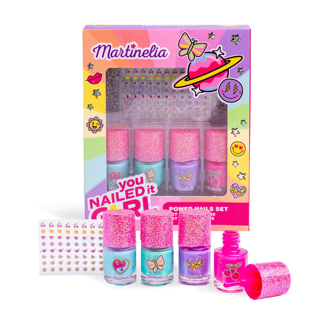 Set oje pentru copii Martinelia Super Girl cu 4 lacuri si stickere