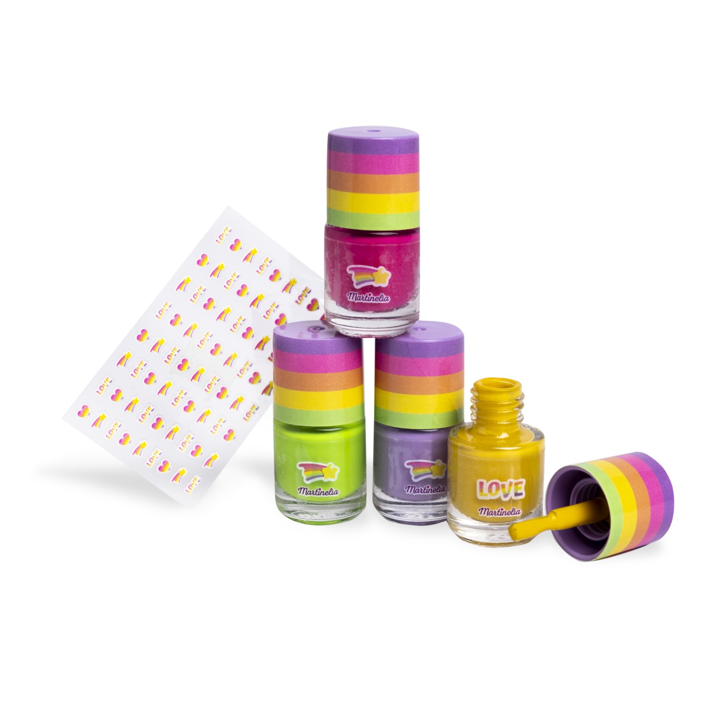 Set pentru unghii copii Martinelia Super Girl cu 4 lacuri si autocolante