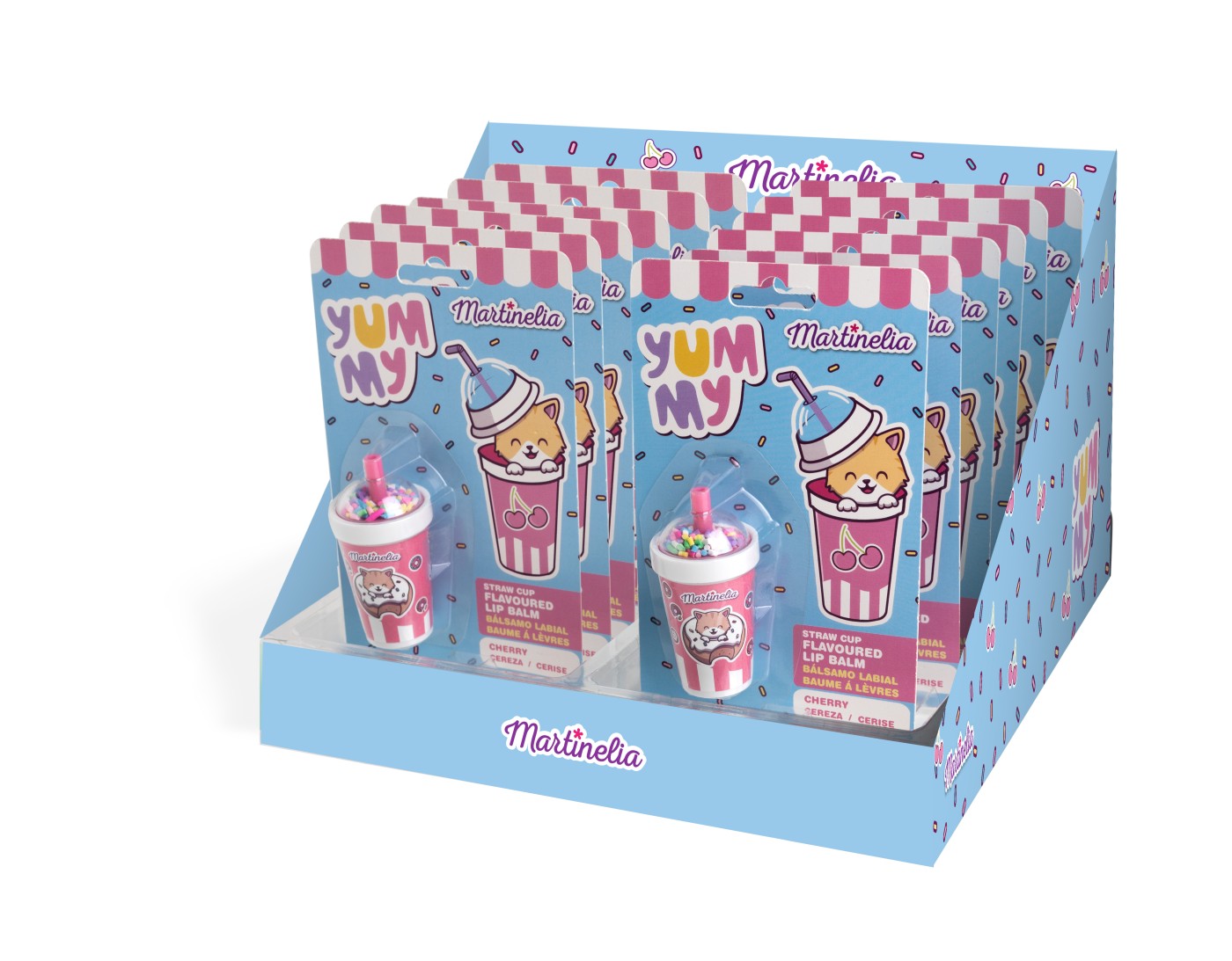Balsam de buze Martinelia Yummy pentru copii, pahar cu pai, cireșe