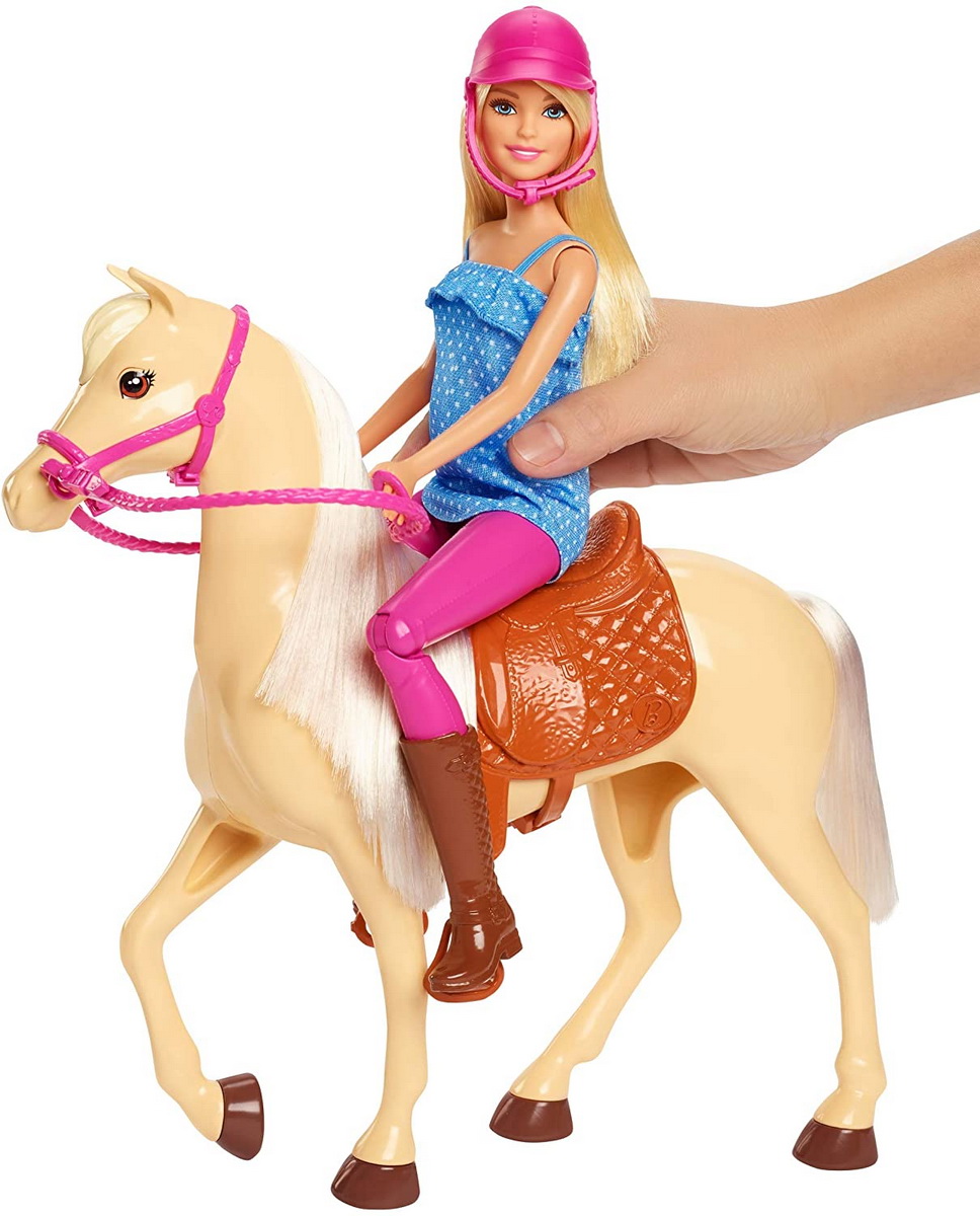 Păpușă Barbie cu cal și accesorii pentru echitație, Mattel