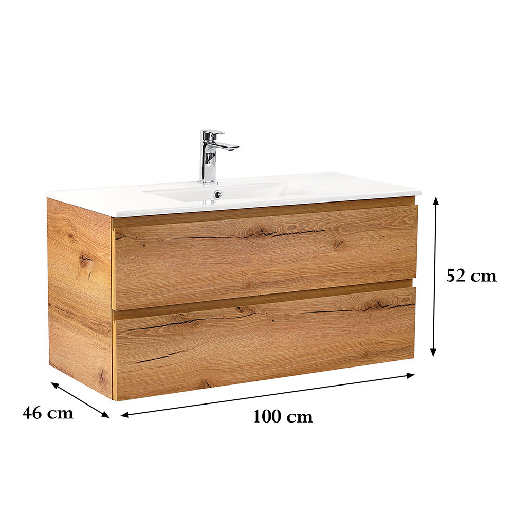 Leziter Masca chiuveta baie Vario Pull 100 cu lavoar, stejar-stejar