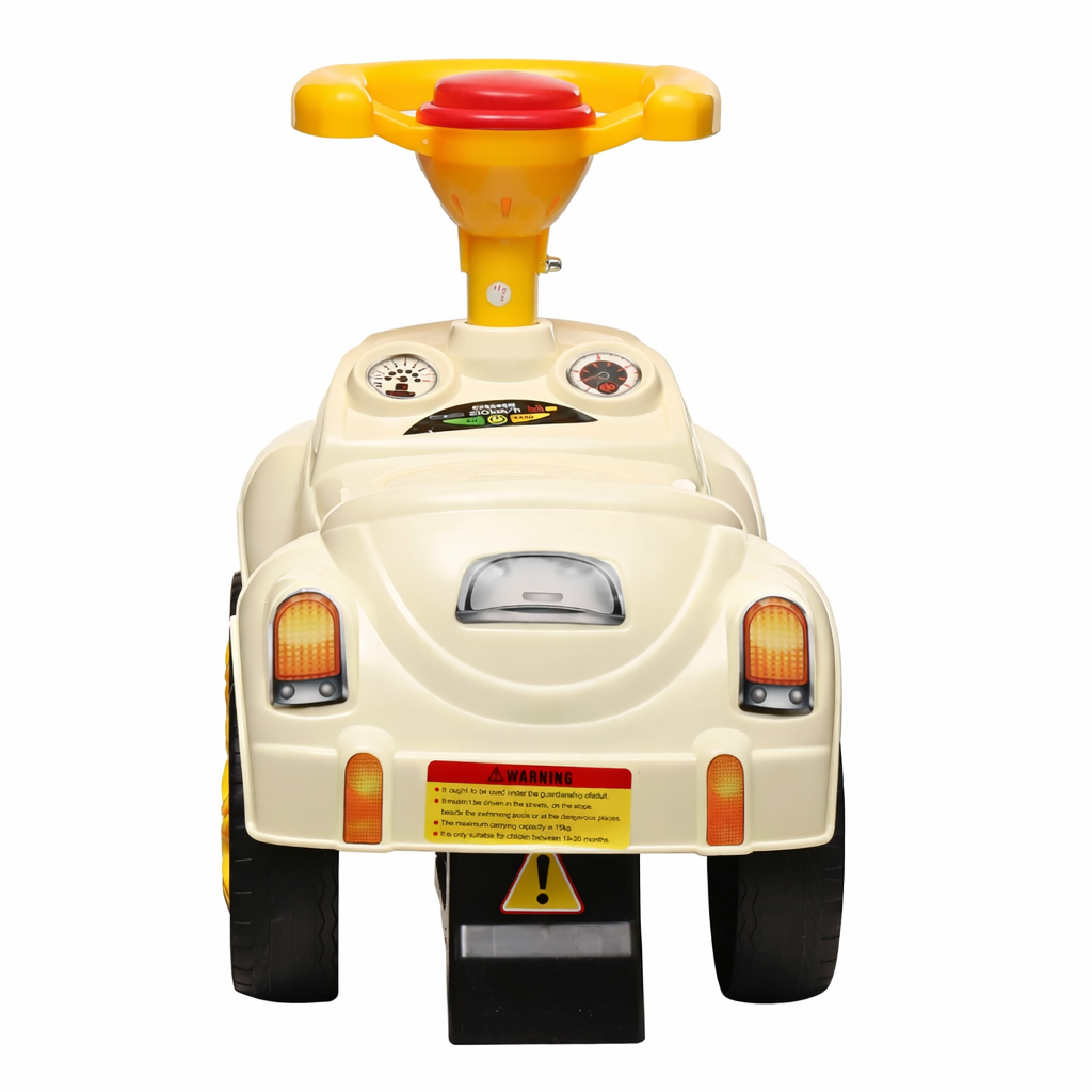 Mașinuță fără pedale retro bej pentru copii 1-3 ani, 35x51x25 cm