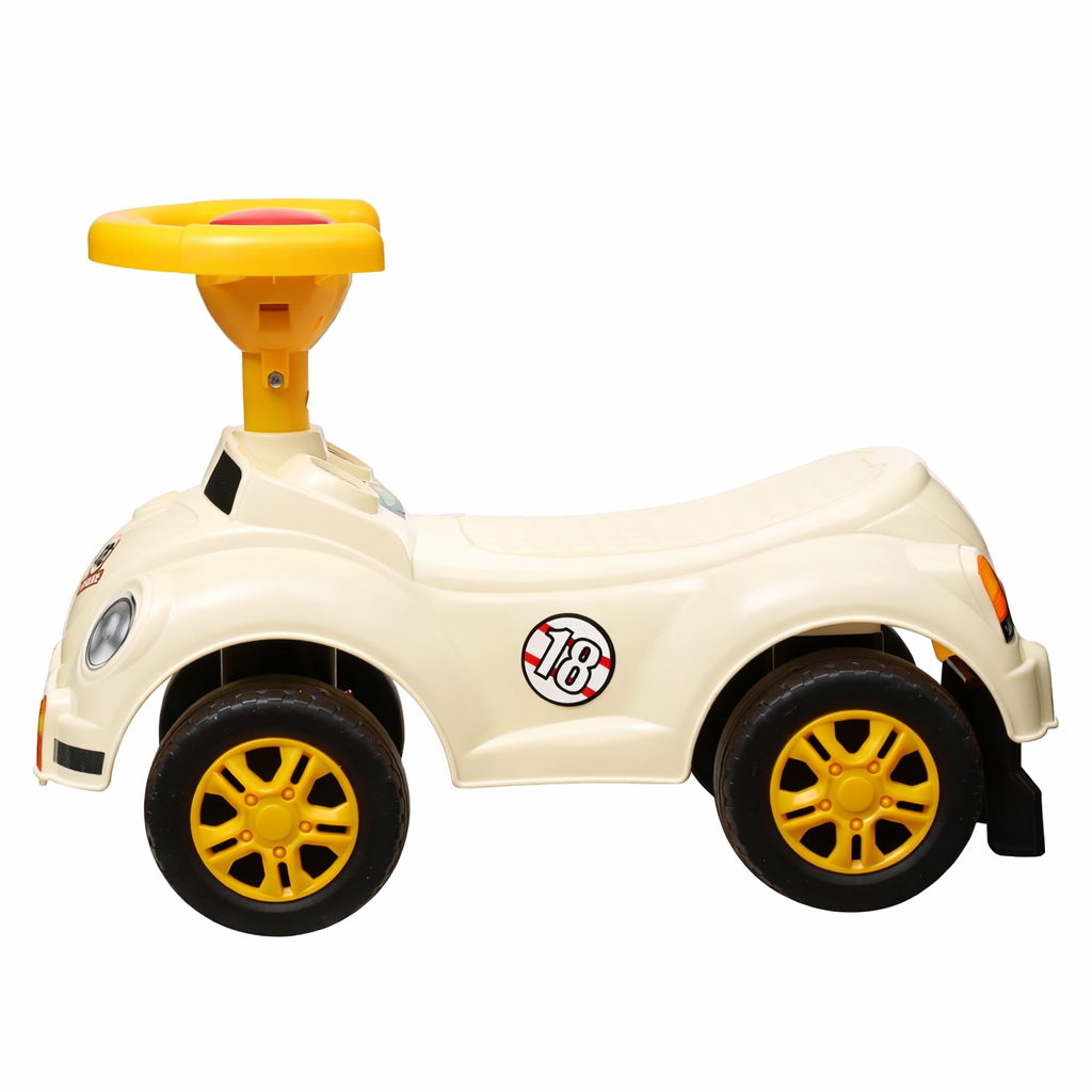 Mașinuță fără pedale retro bej pentru copii 1-3 ani, 35x51x25 cm
