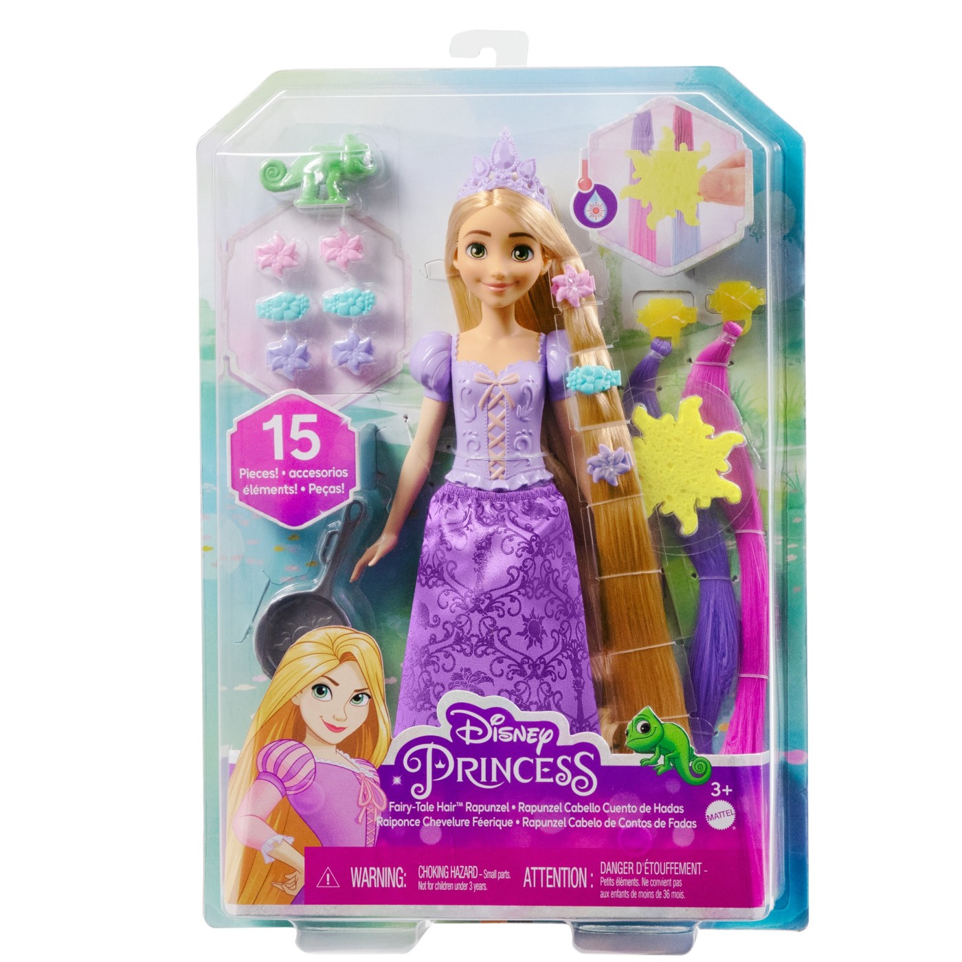 Papusa Rapunzel Disney Princess cu par lung si accesorii de coafat