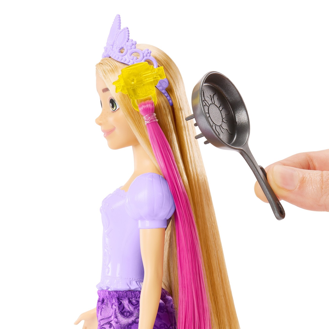 Papusa Rapunzel Disney Princess cu par lung si accesorii de coafat