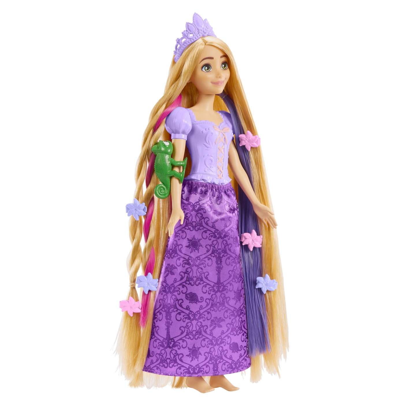 Papusa Rapunzel Disney Princess cu par lung si accesorii de coafat
