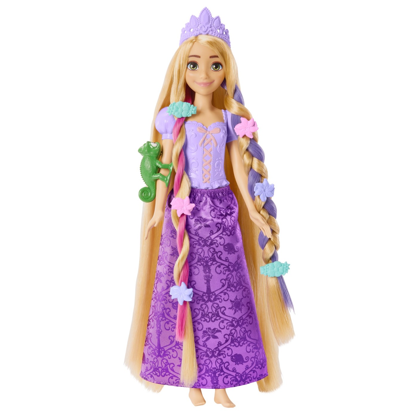 Papusa Rapunzel Disney Princess cu par lung si accesorii de coafat