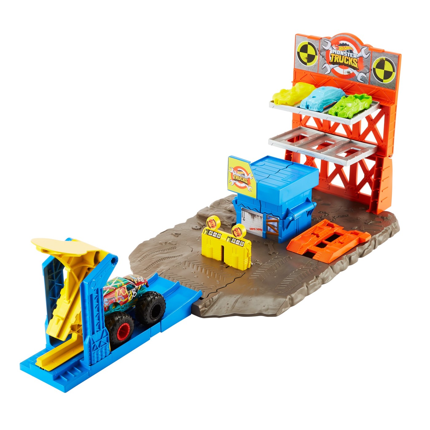 HOT WHEELS MONSTER TRUCKS SET BLAST STATION