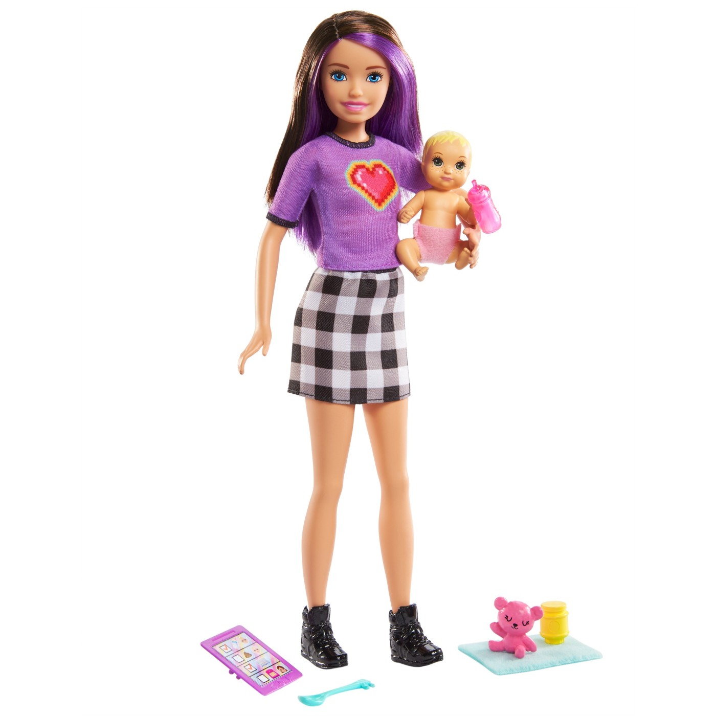 Papusa Barbie Skipper Babysitter satena cu bebelus si accesorii