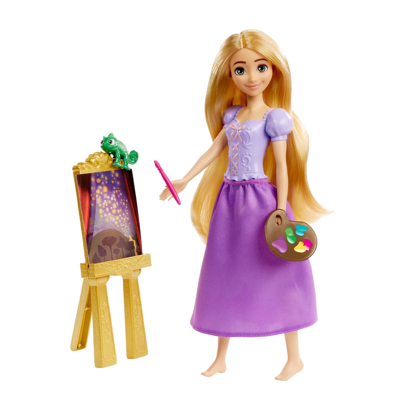 Papusa Disney Princess Rapunzel pictorita cu accesorii creative
