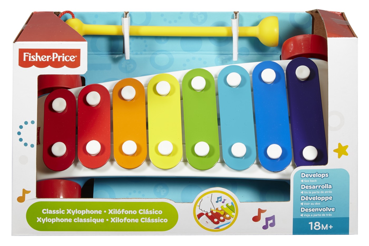 Xilofon Fisher-Price pentru copii, multicolor, 8 note muzicale