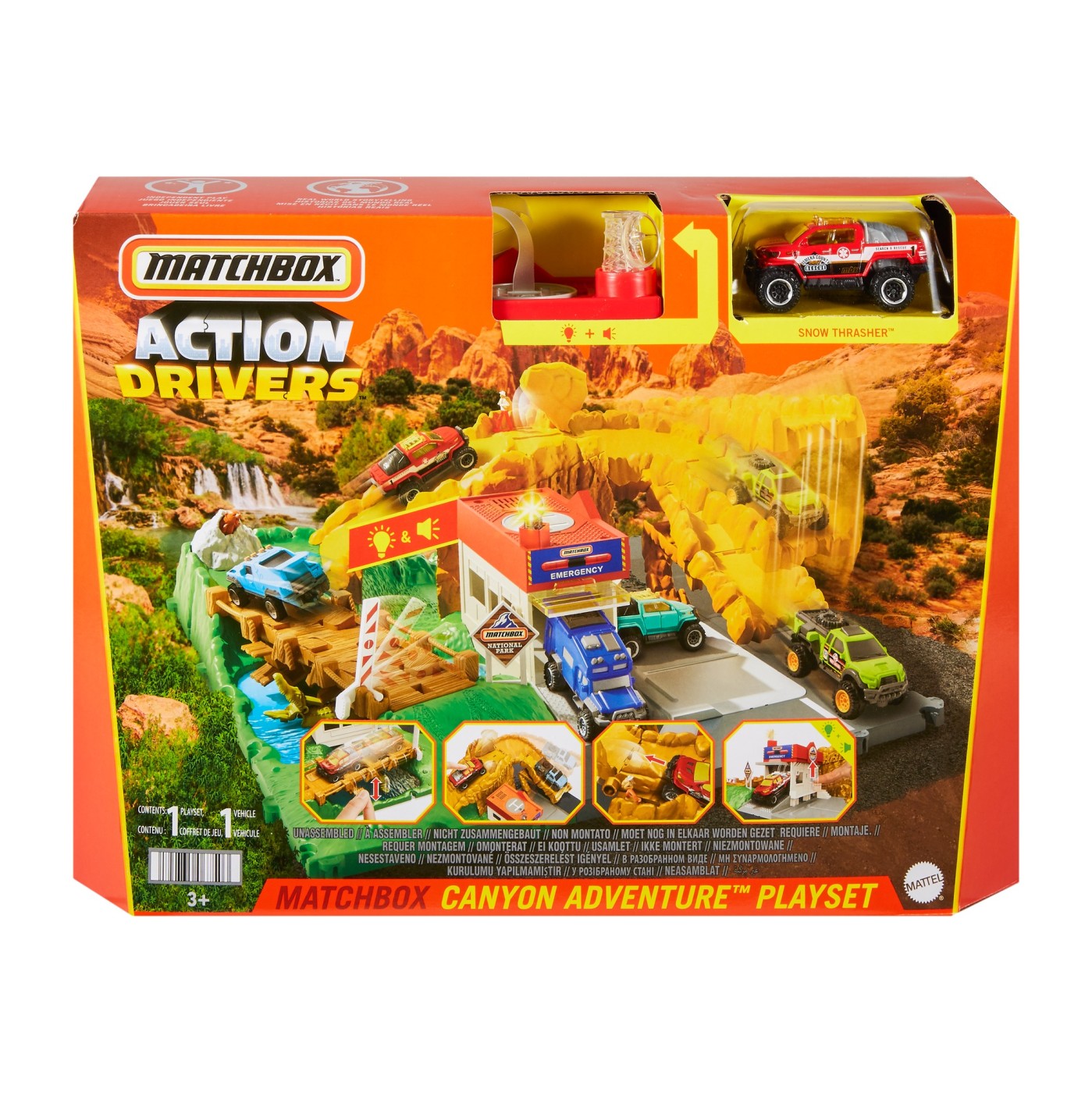 Set Matchbox Action Drivers Canion cu sunete si lumini, masina inclusa