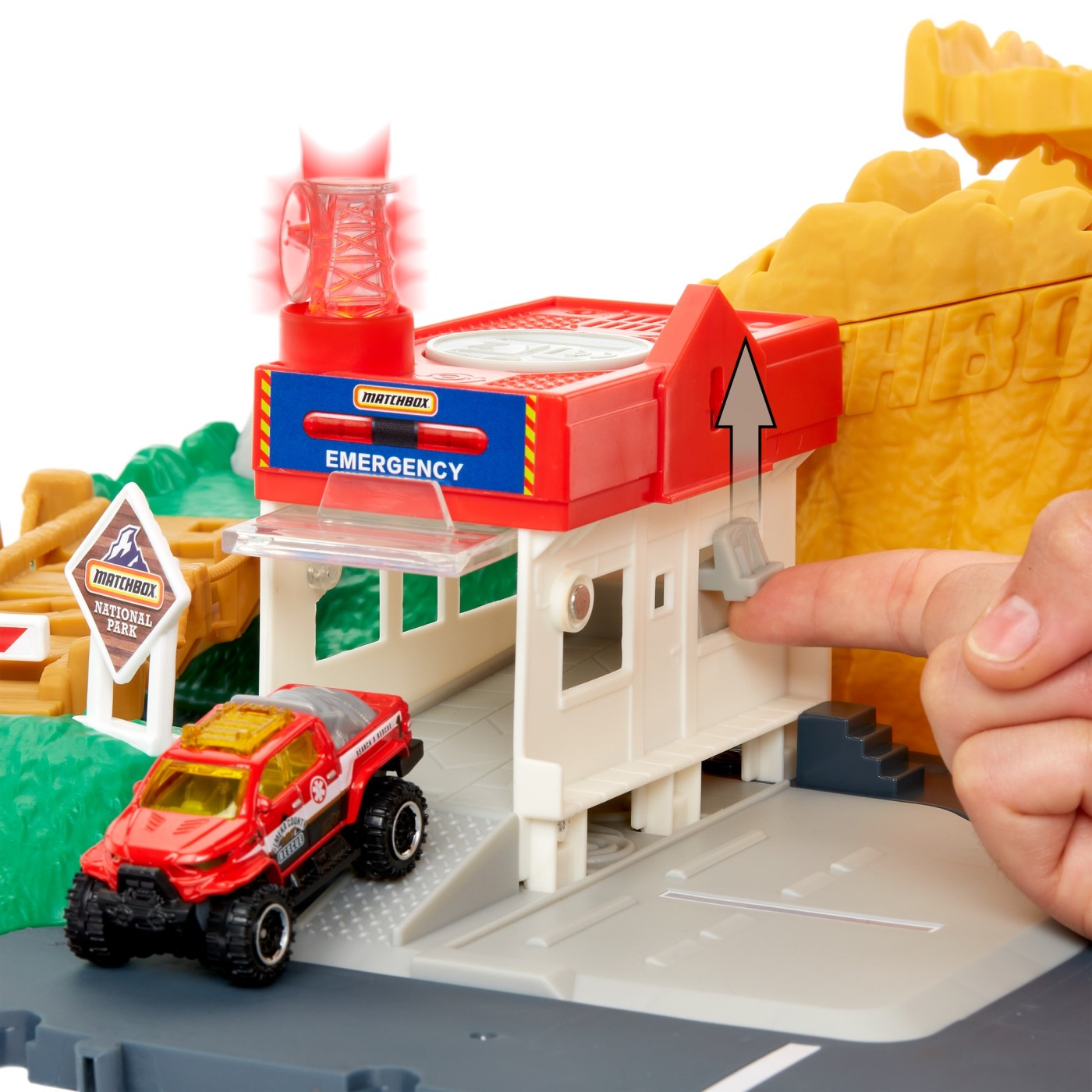 Set Matchbox Action Drivers Canion cu sunete si lumini, masina inclusa