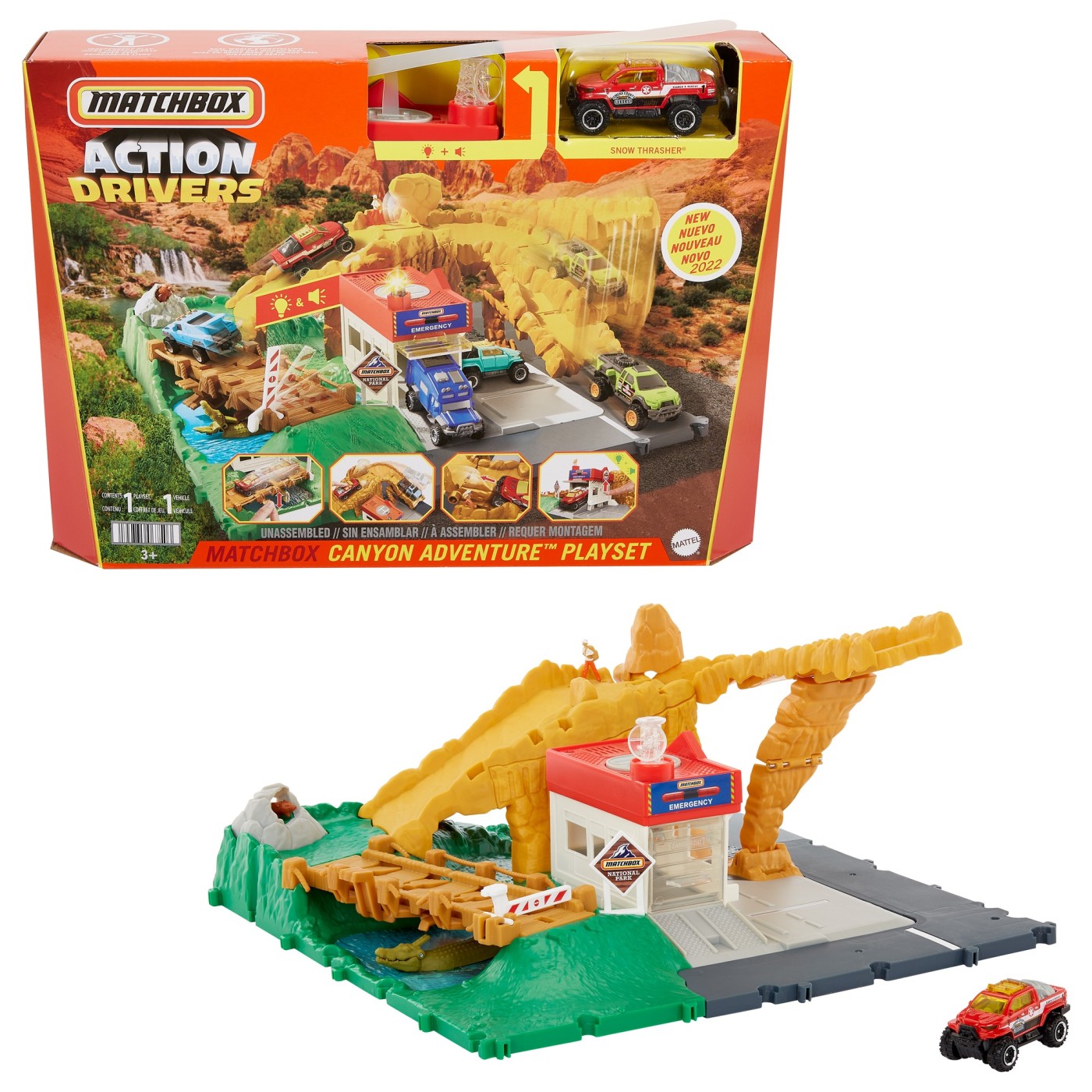 Set Matchbox Action Drivers Canion cu sunete si lumini, masina inclusa