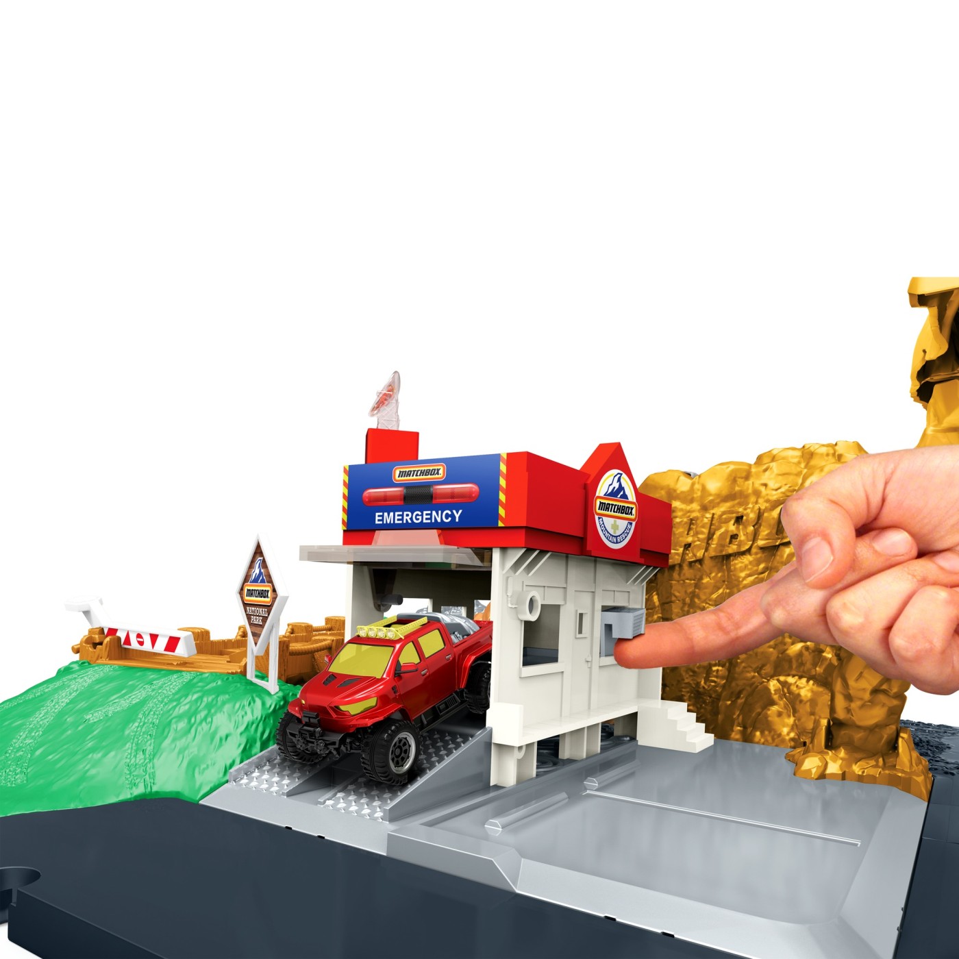 Set Matchbox Action Drivers Canion cu sunete si lumini, masina inclusa